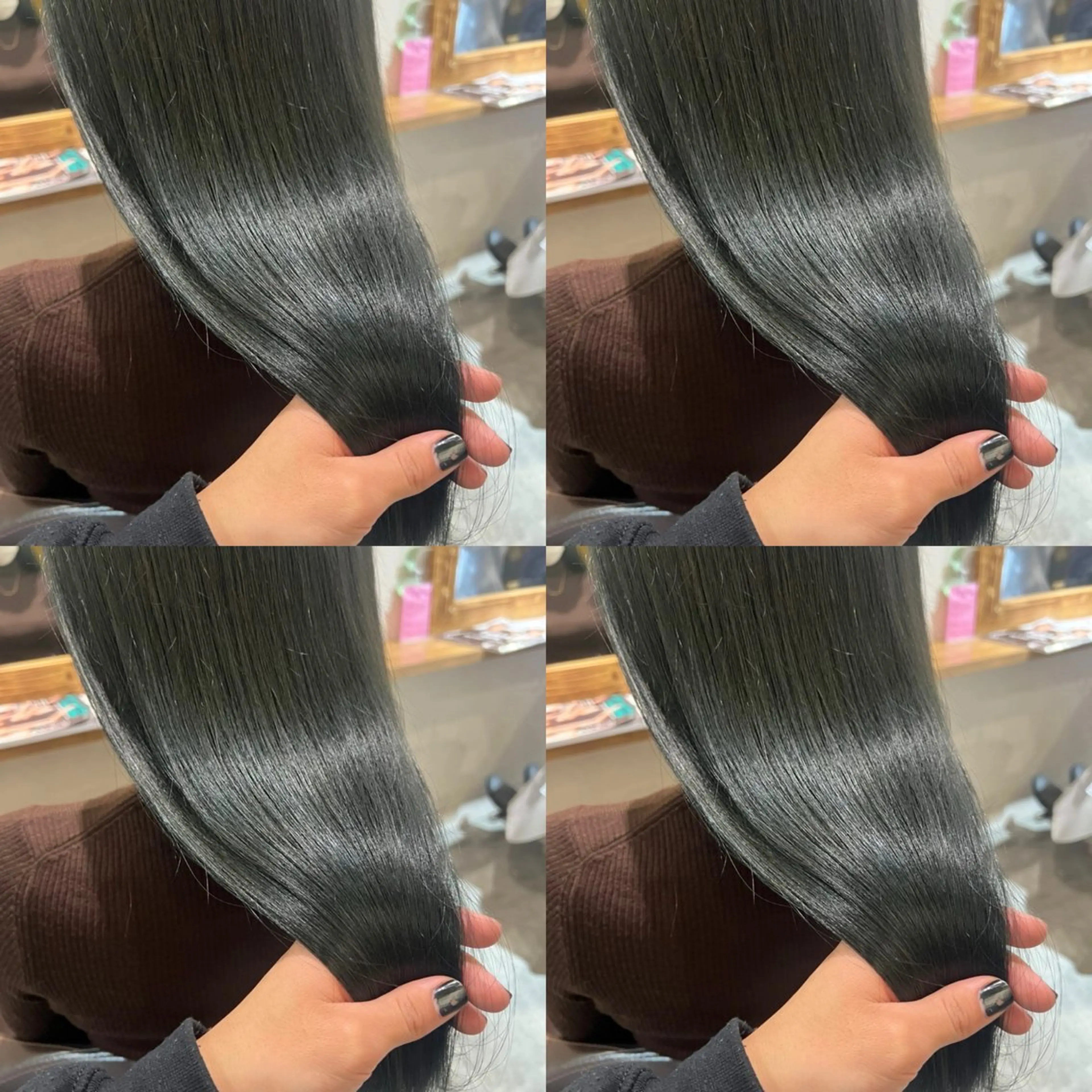 ロング カラー 黒髪 ブルーカラー ブルーブラック 髪質改善 カット ヘアカラー トリートメント 店長✨️韓国ヘア✖️ 髪質改善カラー／純大のヘアスタイル