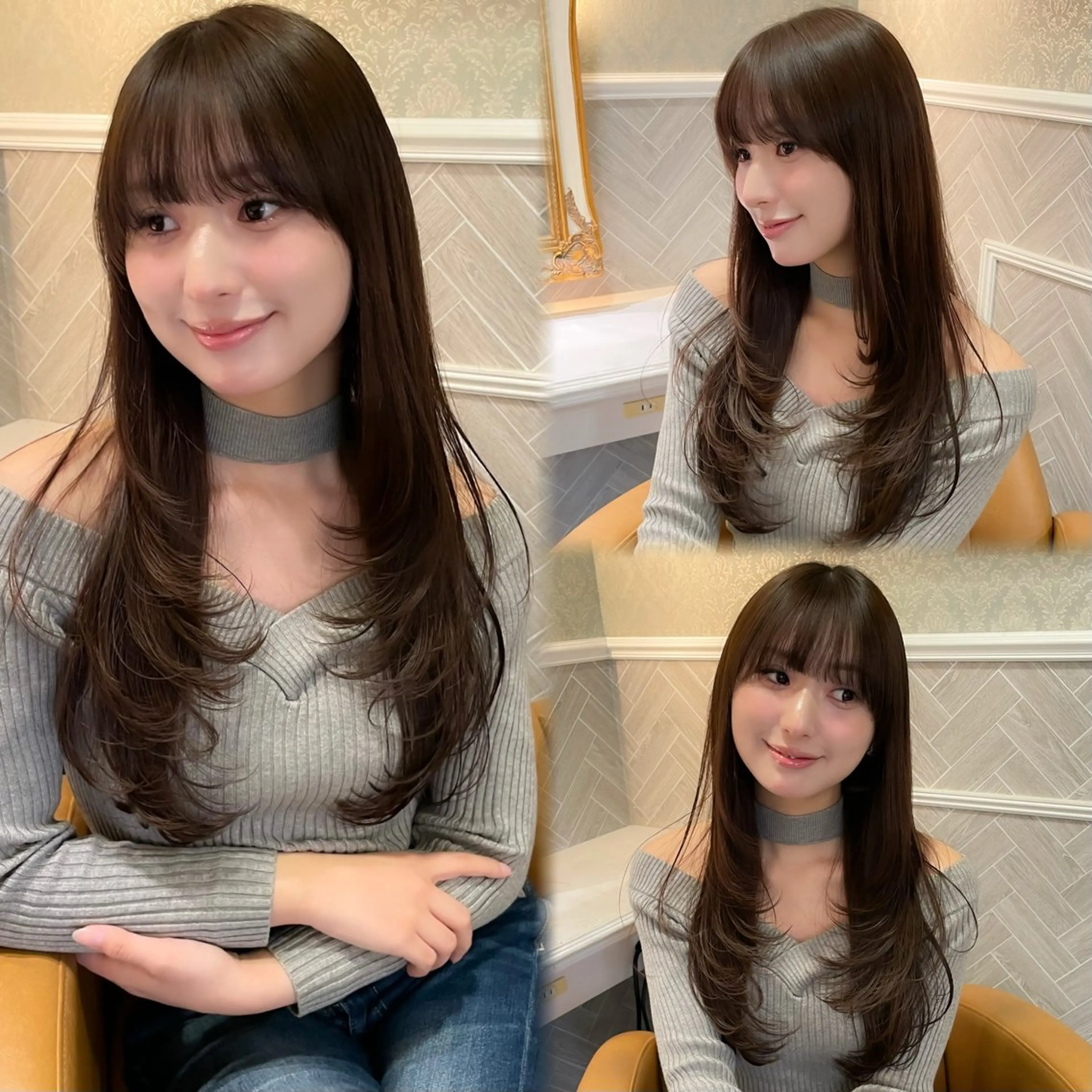 ロング 髪質改善 韓国風ヘア レイヤーカット ロング 縮毛矯正 カット ヘアカラー 縮毛矯正 トリートメント 美髪縮毛矯正🤍 髪質改善/Shinaのヘアスタイル