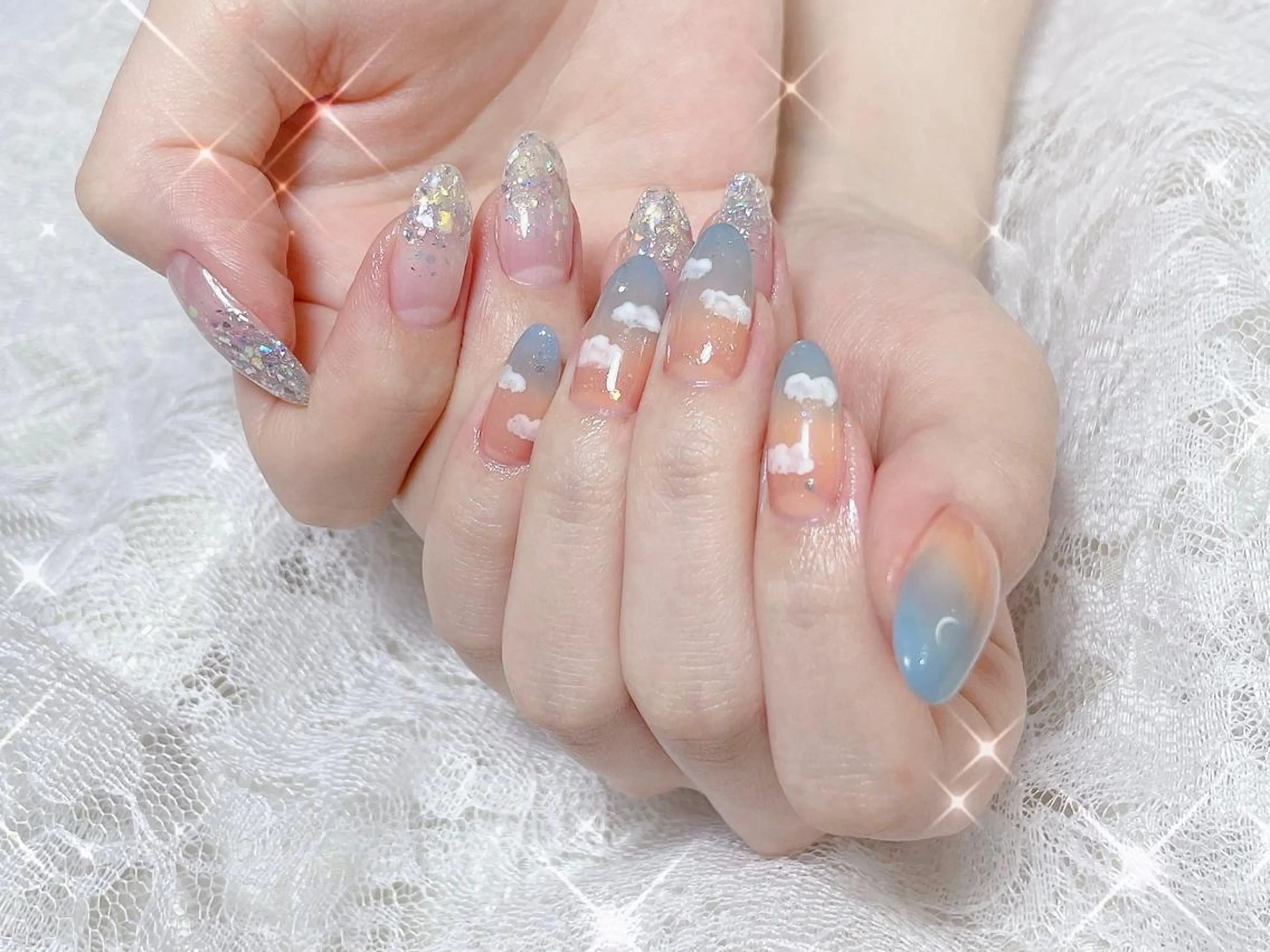 ネイル アートネイル ラメ(グリッター) ハンドネイル FLARE NAIL フレアネイルのネイルデザイン