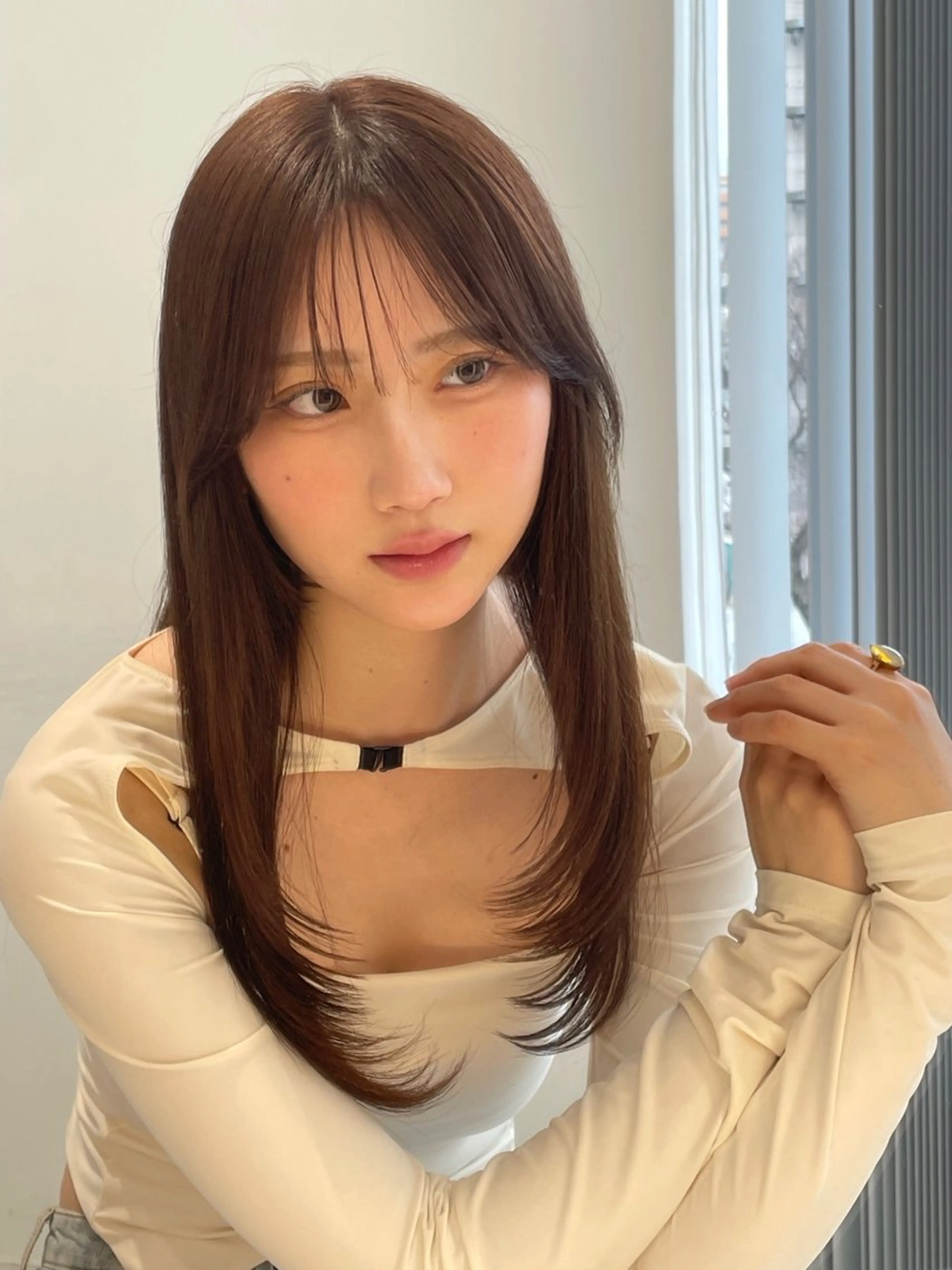 ロング カラー 山崎/ボブ縮毛矯正 レイヤー髪質改善のヘアスタイル