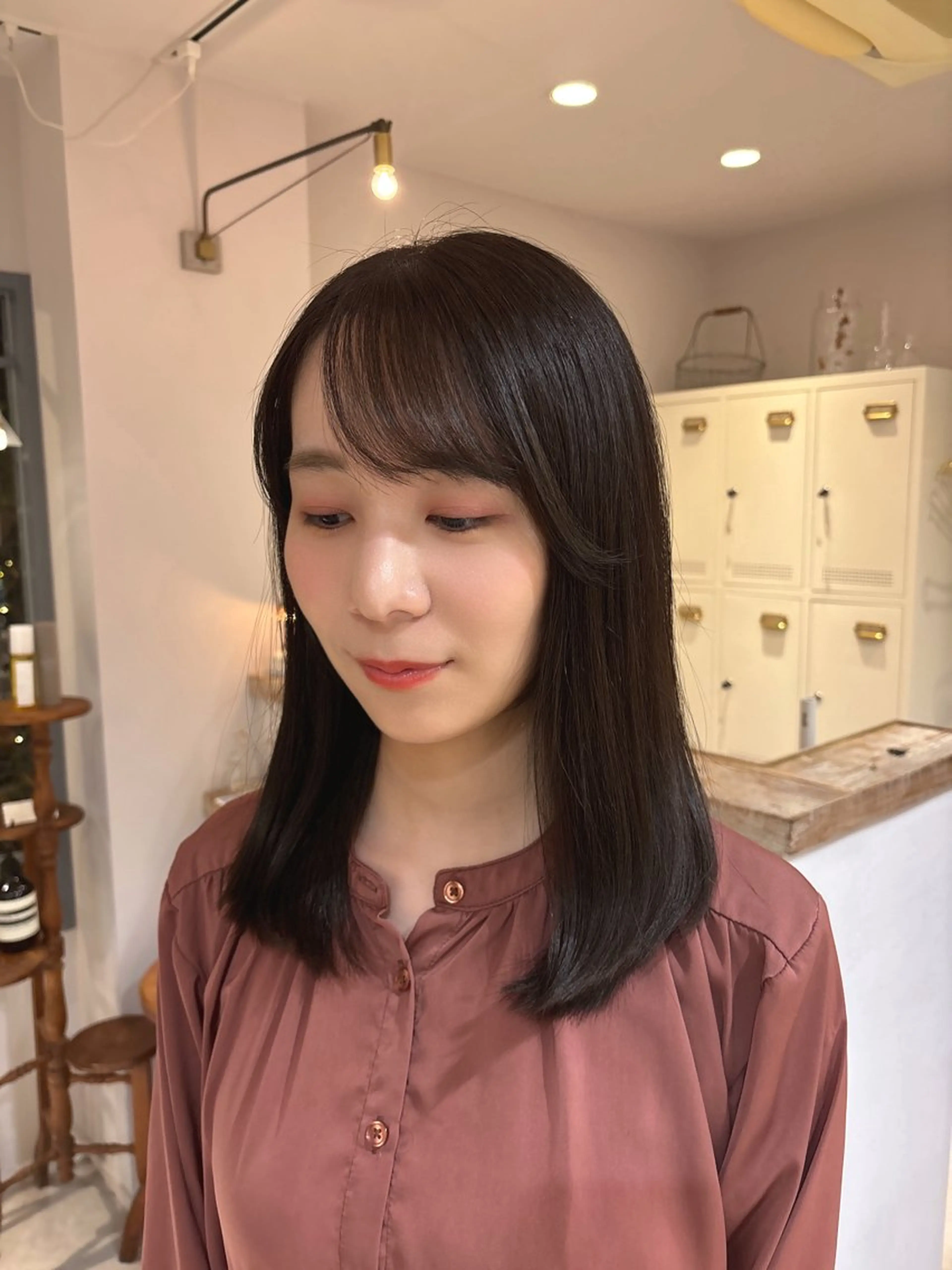 カラー 🎀調布仙川透明感オ リーブカラー干莉🎀のヘアスタイル