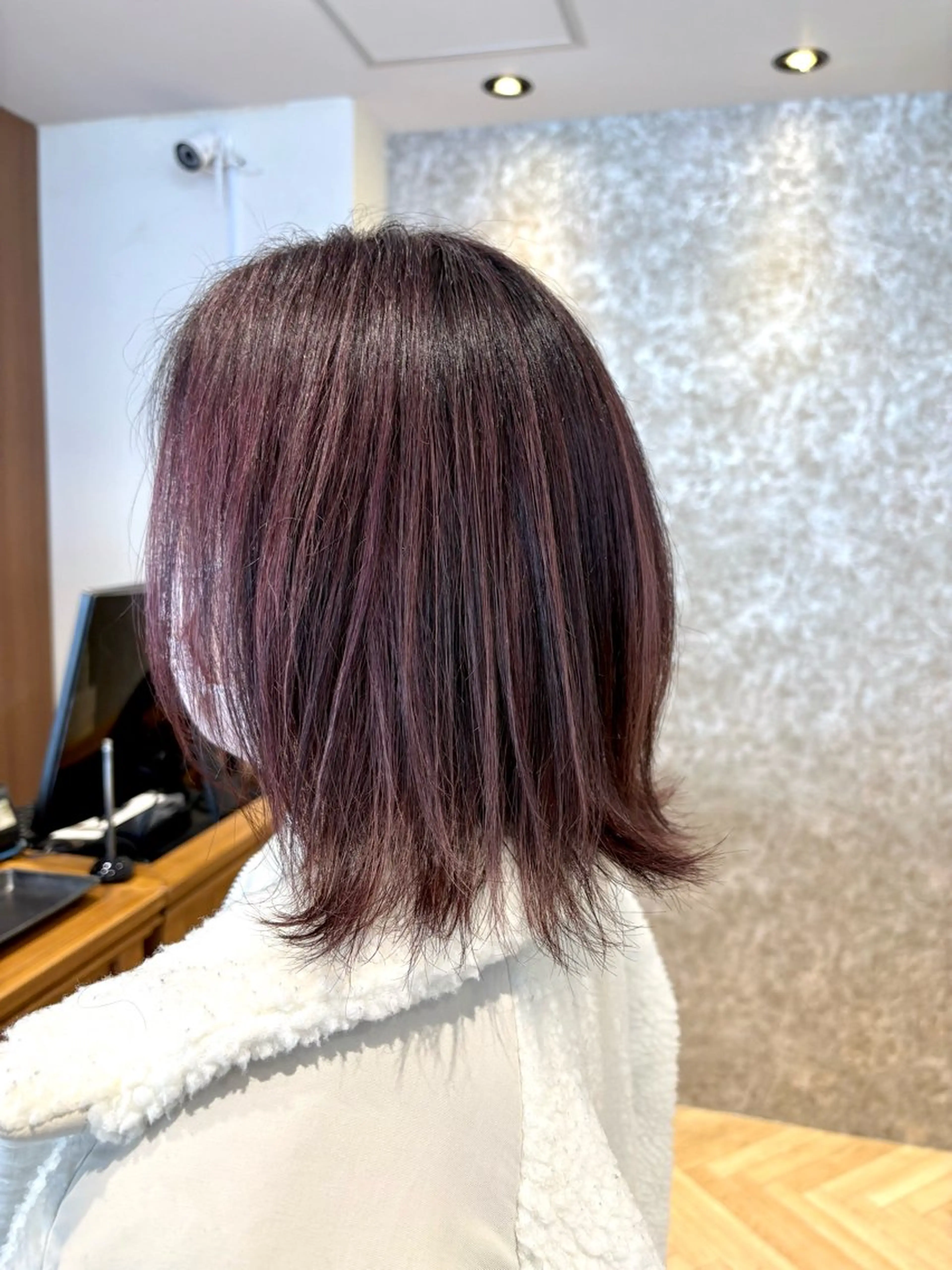 ミディアム カラー ハイライトカラー ピンクカラー ハイライト アベ ミスズのヘアスタイル