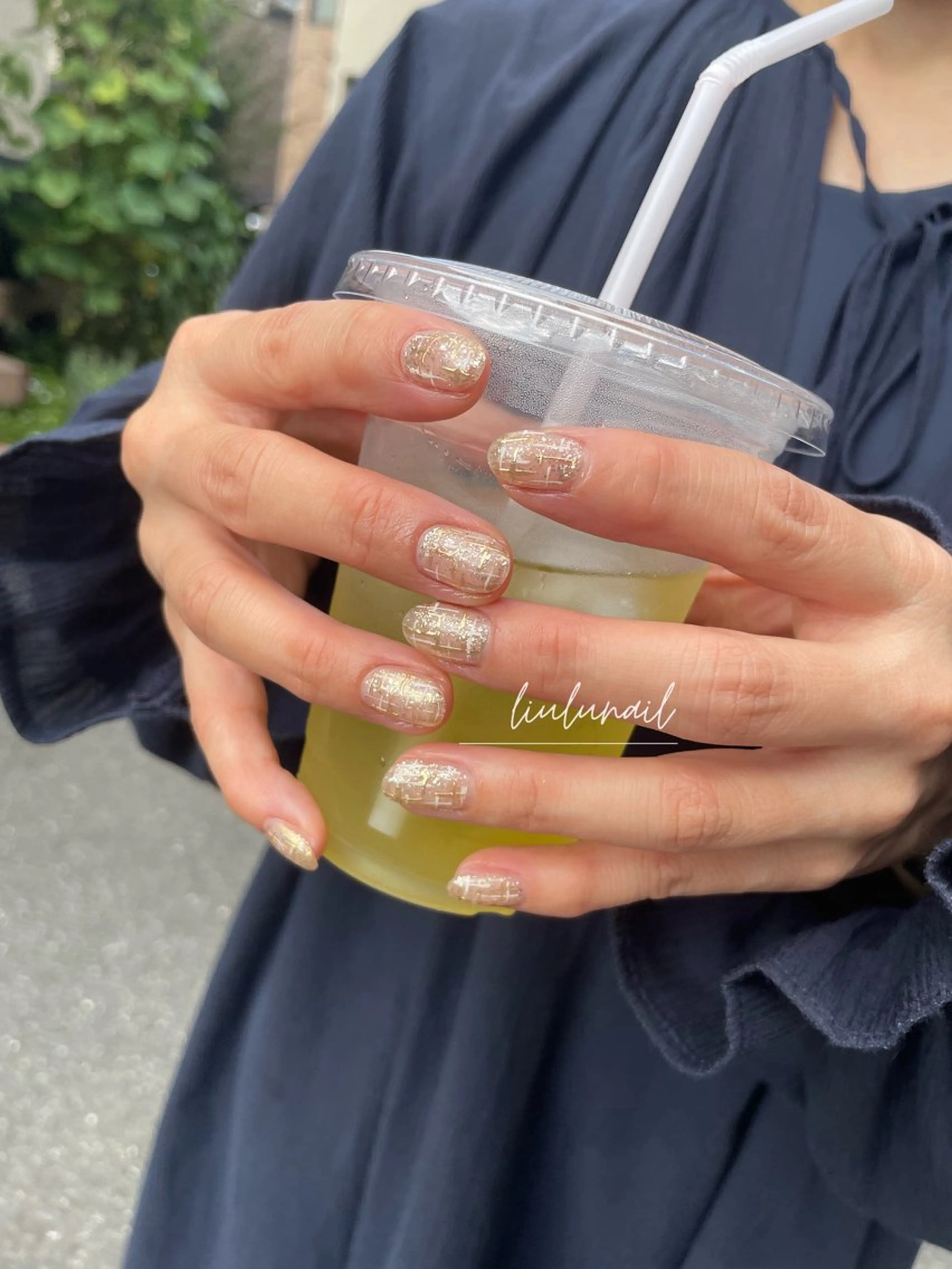 ネイル クリアネイル ツイードネイル liulu nailのネイルデザイン