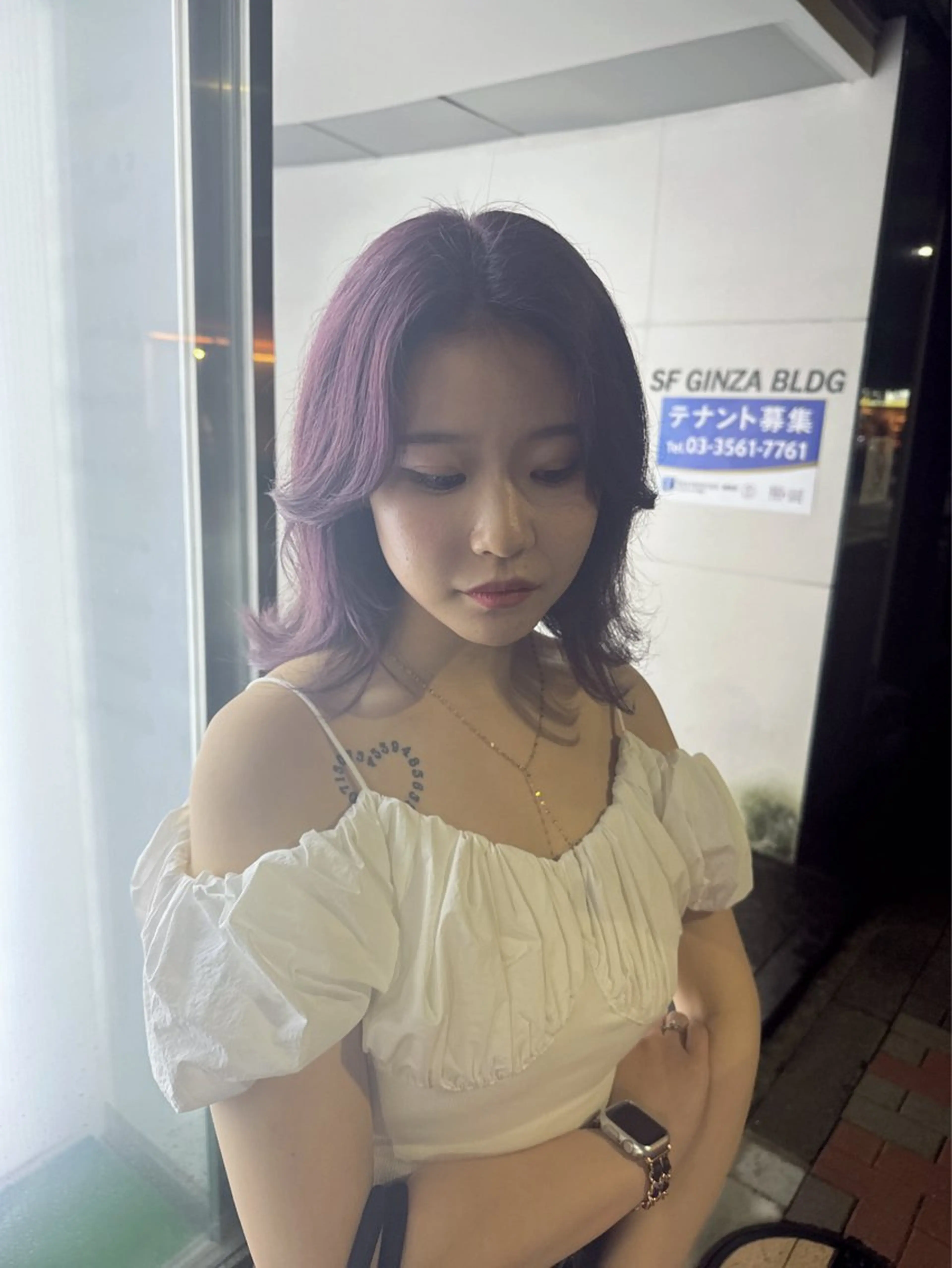 ミディアム カラー 【ﾐﾆﾓSALE】透 ける艶髪♡ストレートのヘアスタイル