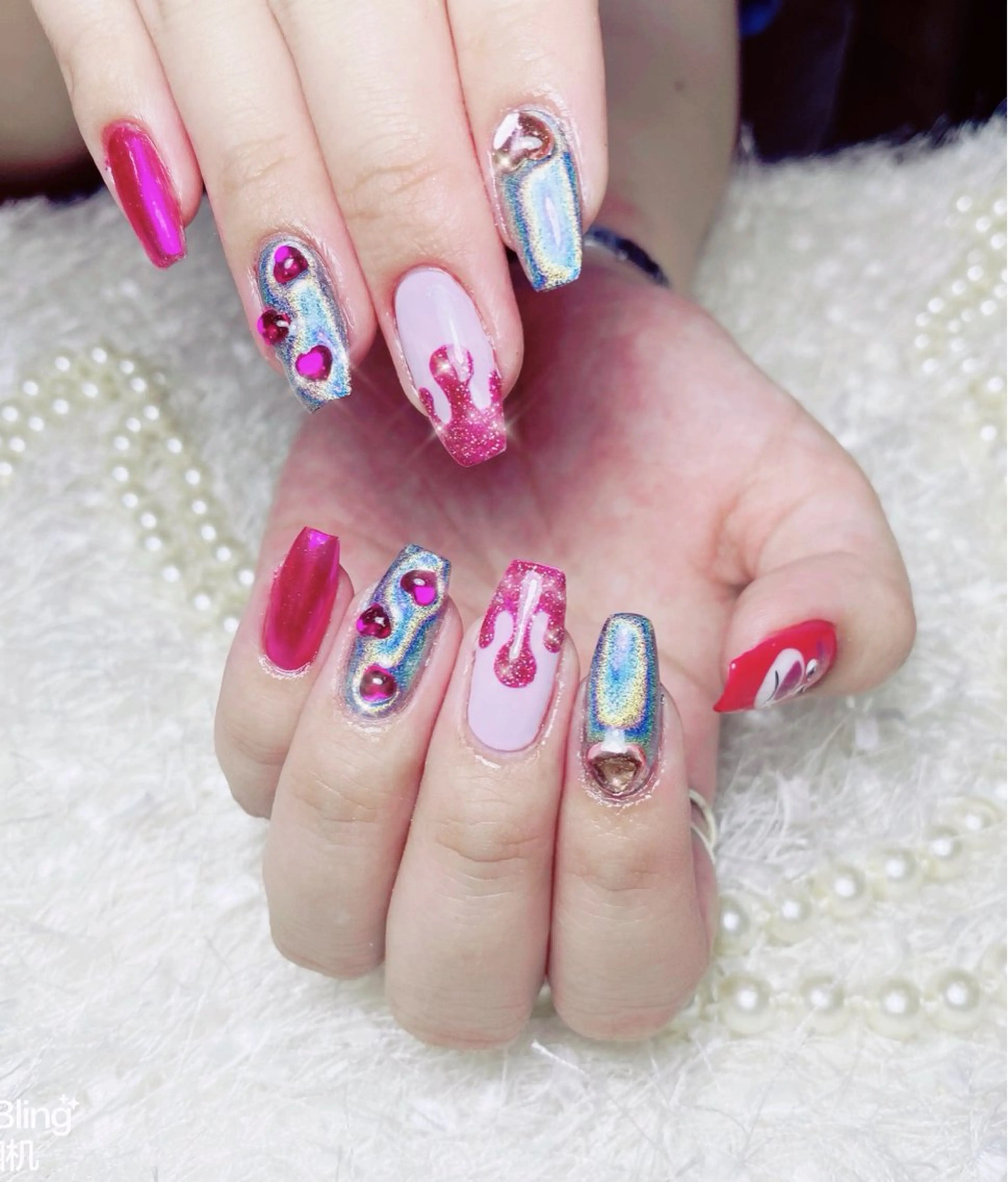 ネイル フレンチネイル ジェルネイル ハート 韓国ネイル マグネットネイル ハンドネイル ネイルサロン lotusのネイルデザイン