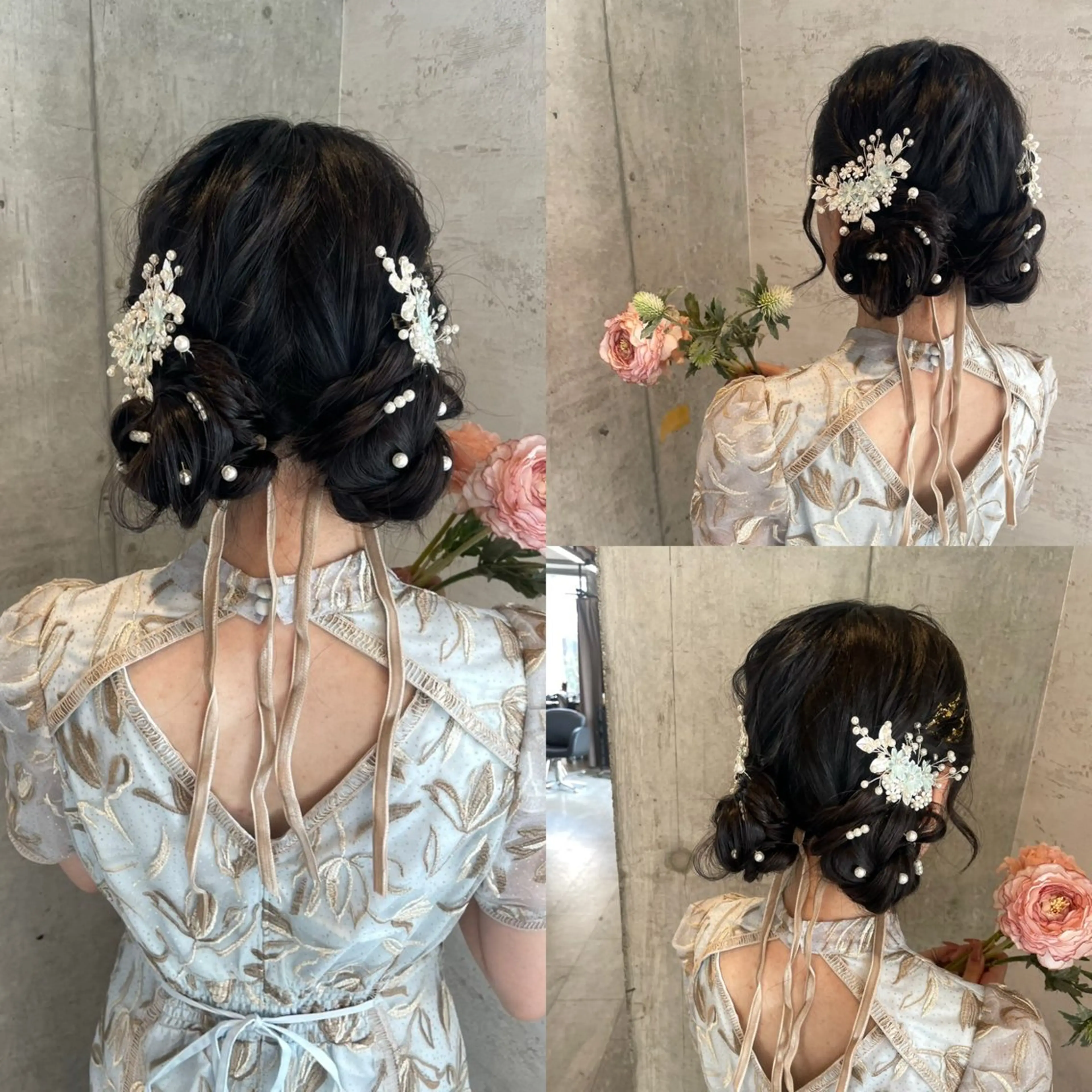 ロング ヘアアレンジ お団子ヘア 髪飾り ヘアセット Reve  resort所属・美髪× ヘアセット✨Araiのヘアスタイル