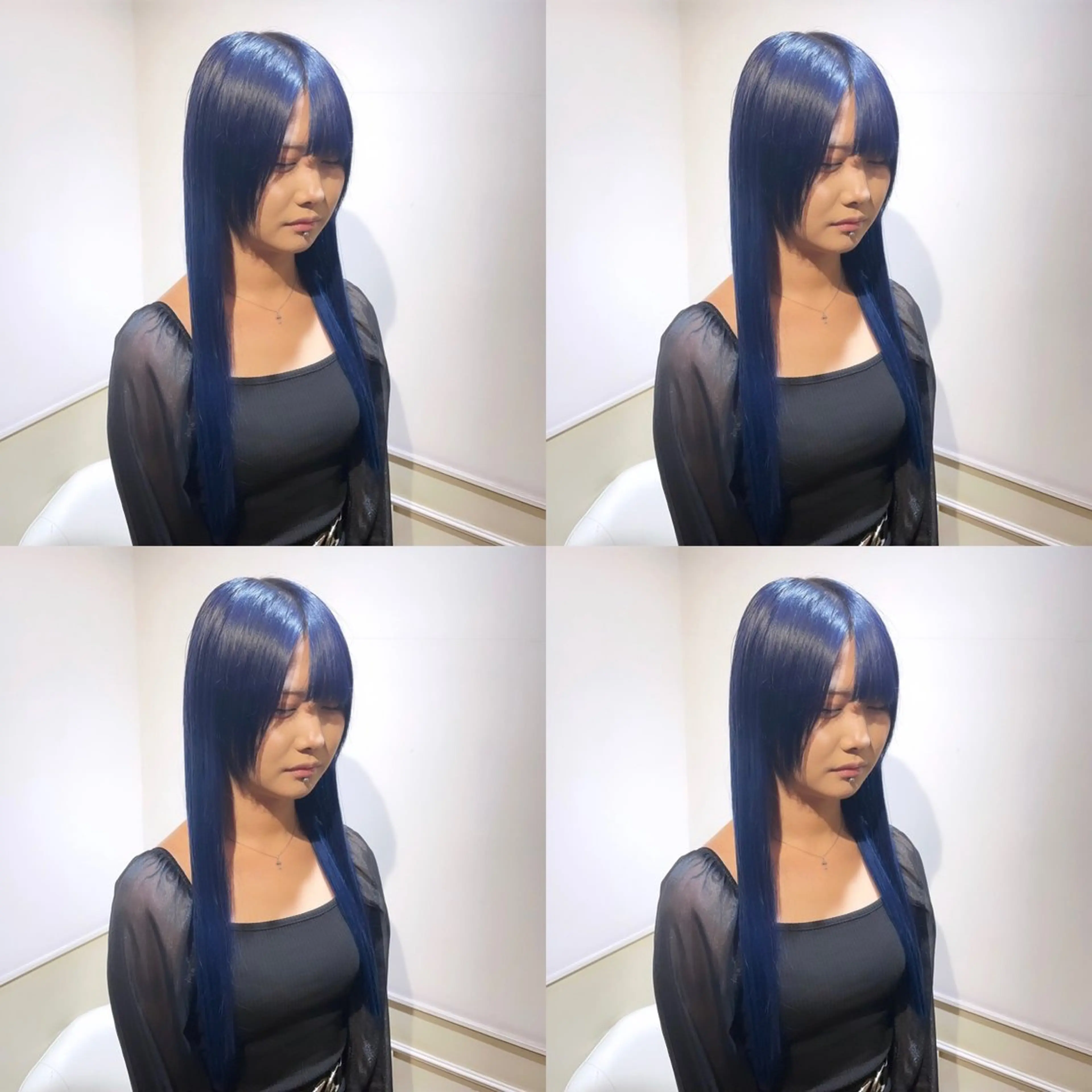 ロング カラー シールエクステ ネイビーカラー エクステ ロング 🌟トップデザイナー 高橋🌟のヘアスタイル