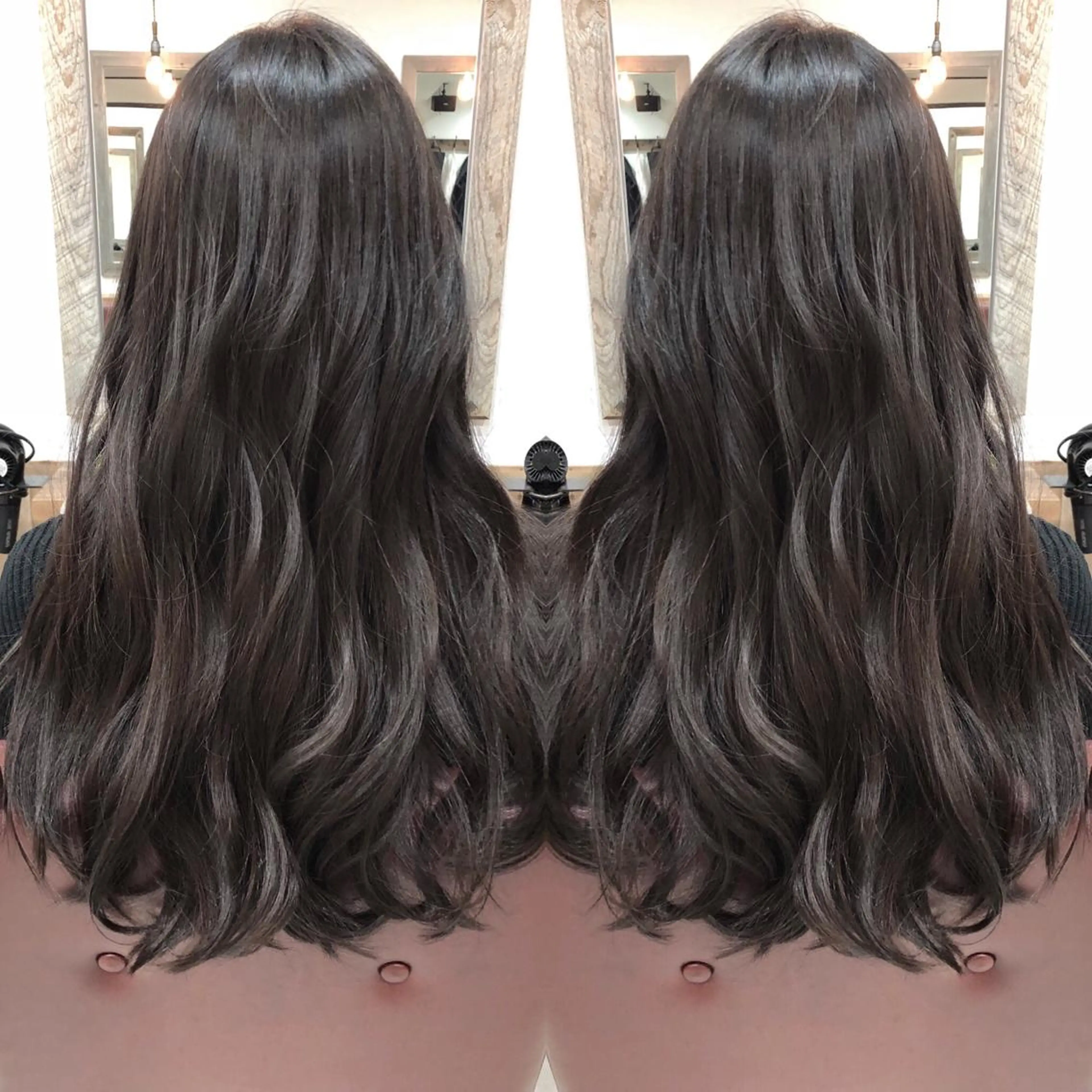 ロング カラー アッシュ ブリーチ ブリーチなしカラー M IIのヘアスタイル