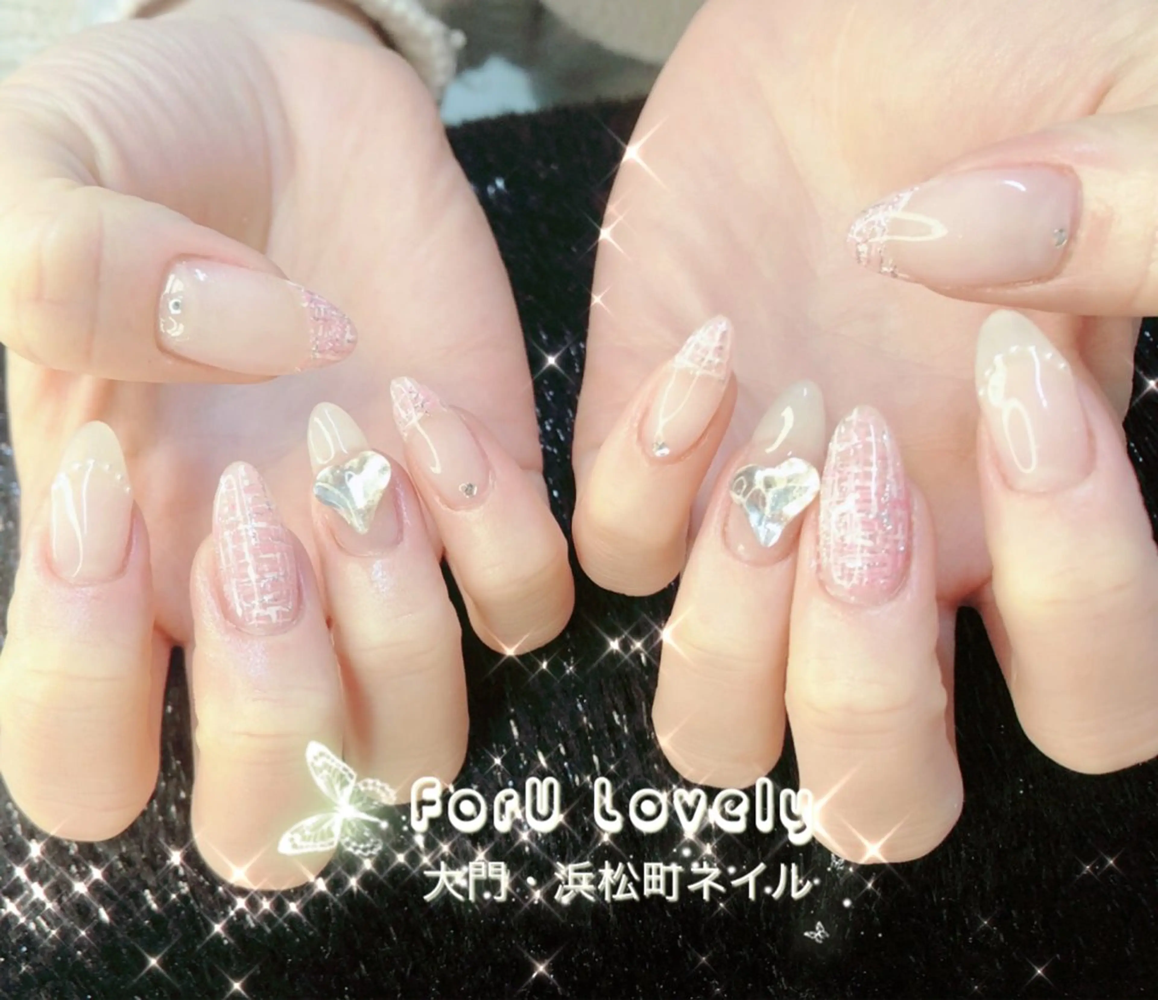 ネイル 桜ネイル フットネイル フレンチネイル ジェルネイル ラメ(グリッター) 大門浜松町 ネイルのネイルデザイン