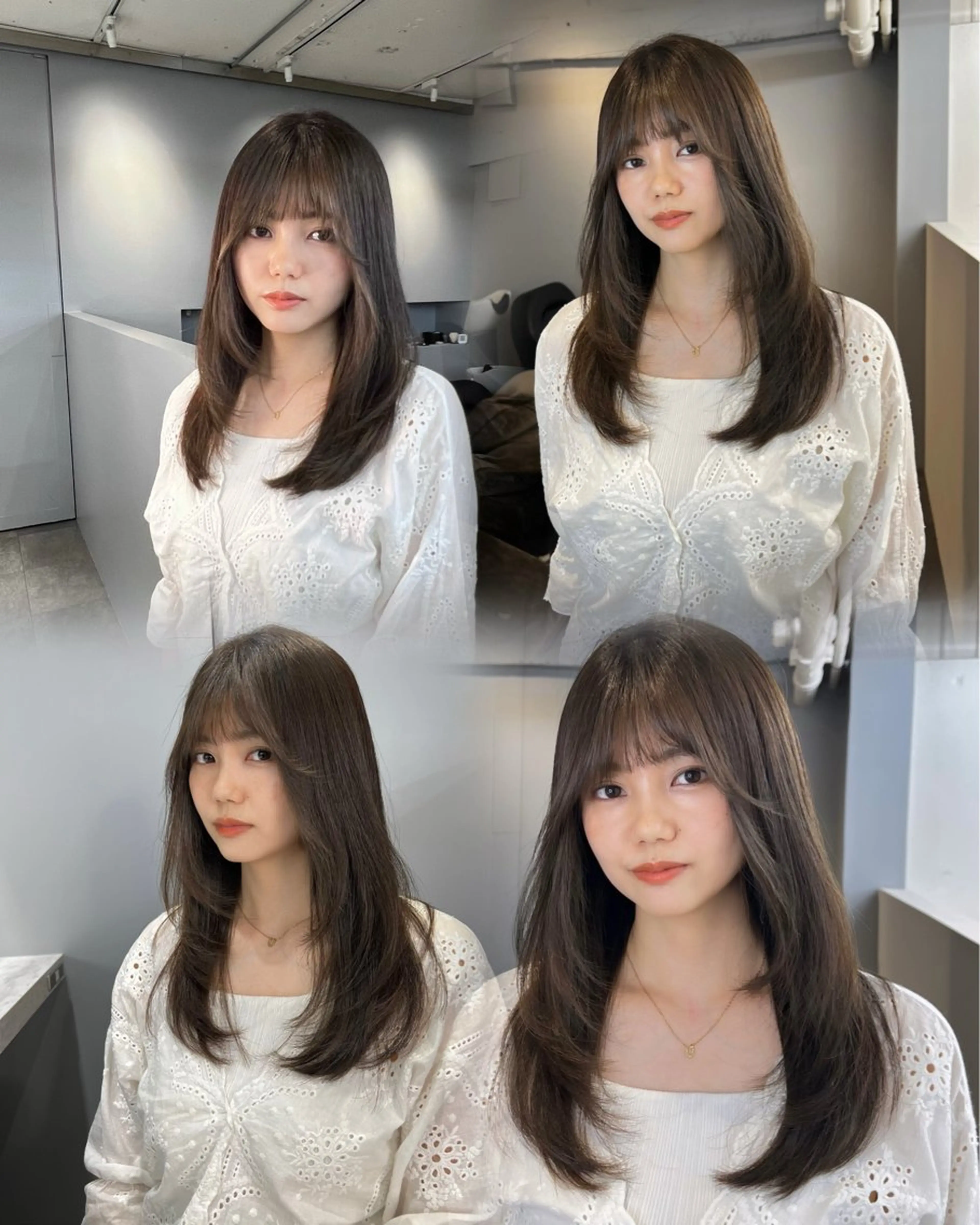 セミロング カラー カット ヘアカラー トリートメント ヘッドスパ ヘアセット 柔らかブラウン/顔周 りレイヤー♡ユウシのヘアスタイル
