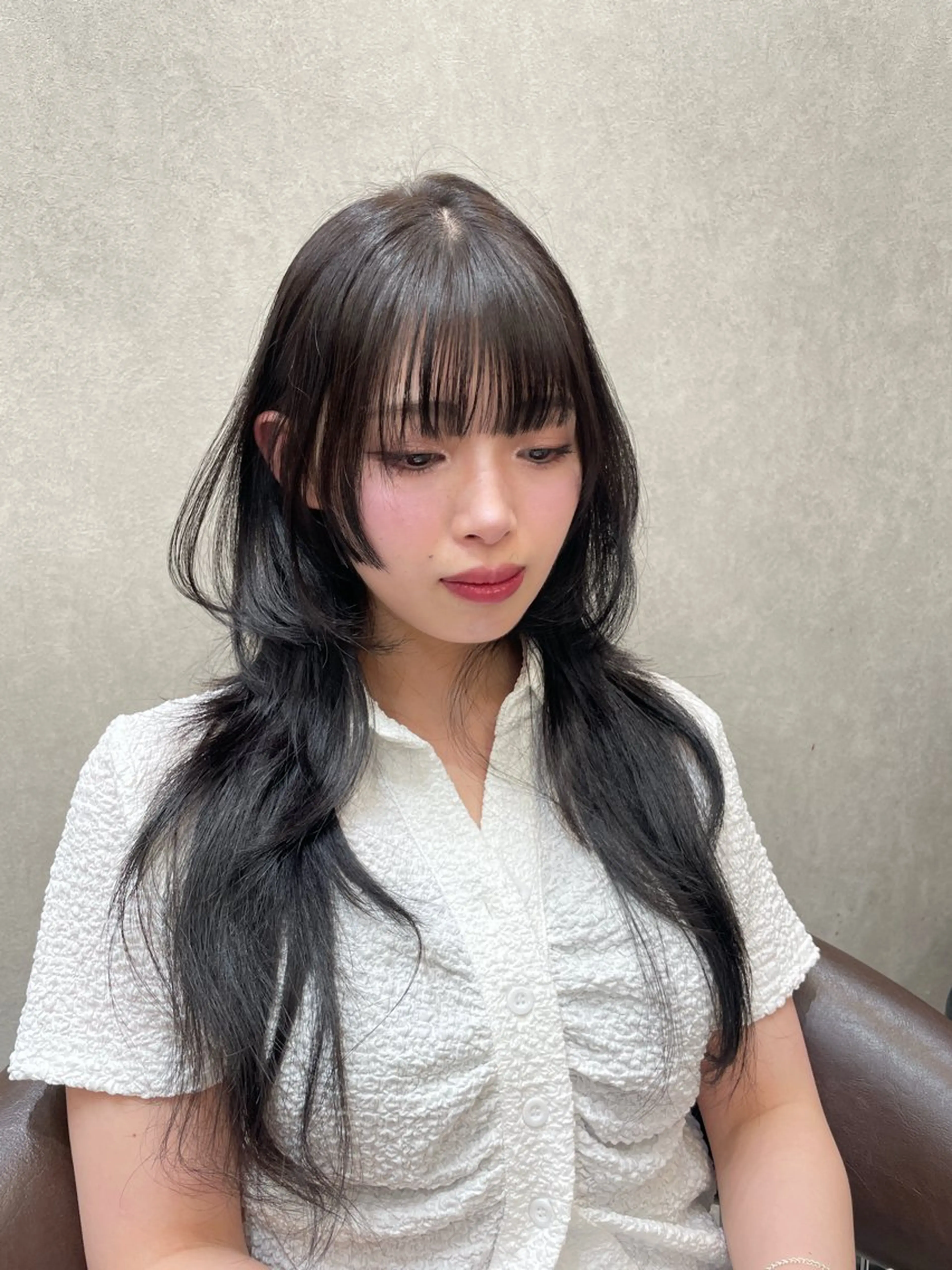 セミロング カット ヘアカラー MOE 福岡韓国ヘア✧︎のヘアスタイル