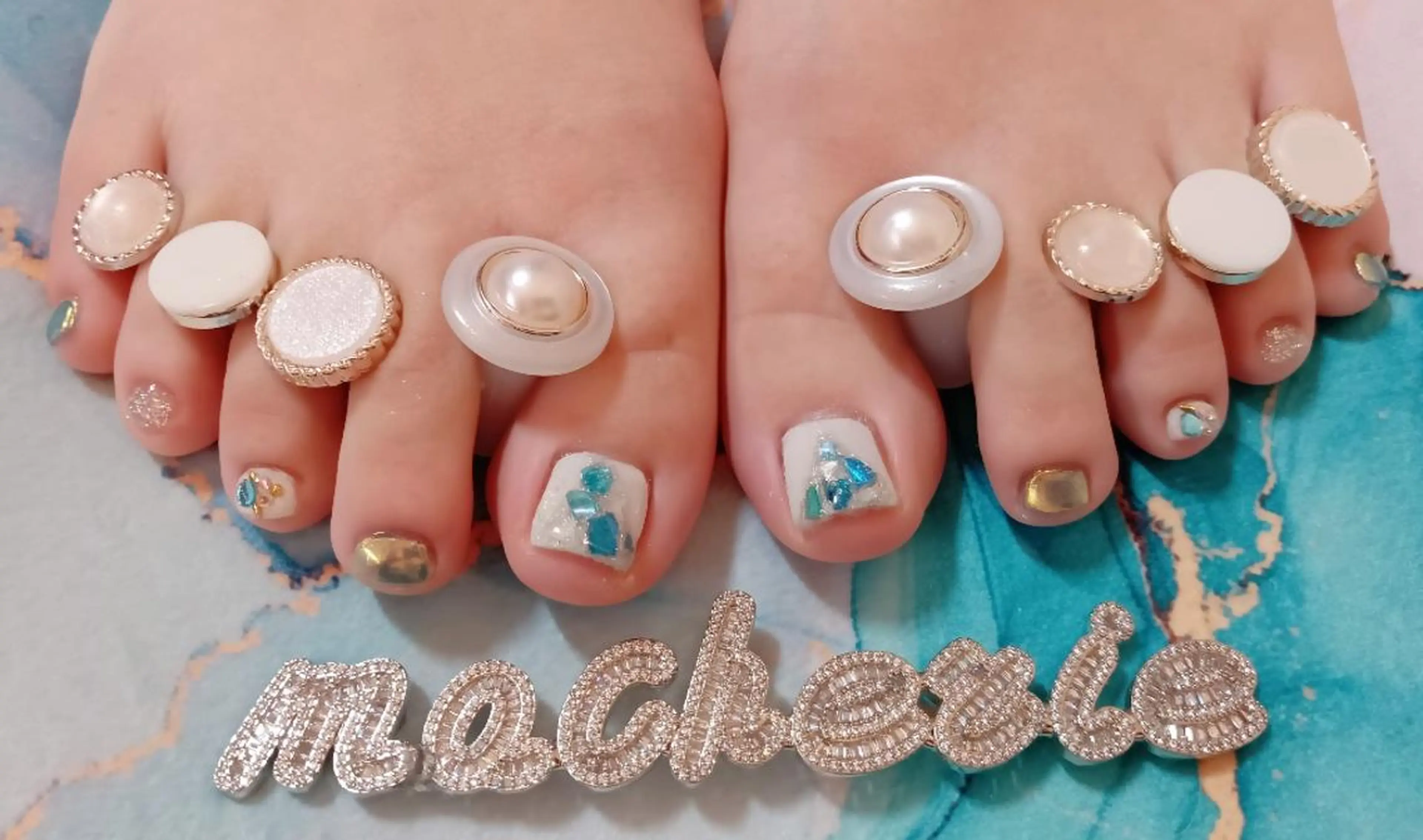 ネイル ブルー フットネイル Nail Salon macherieのネイルデザイン