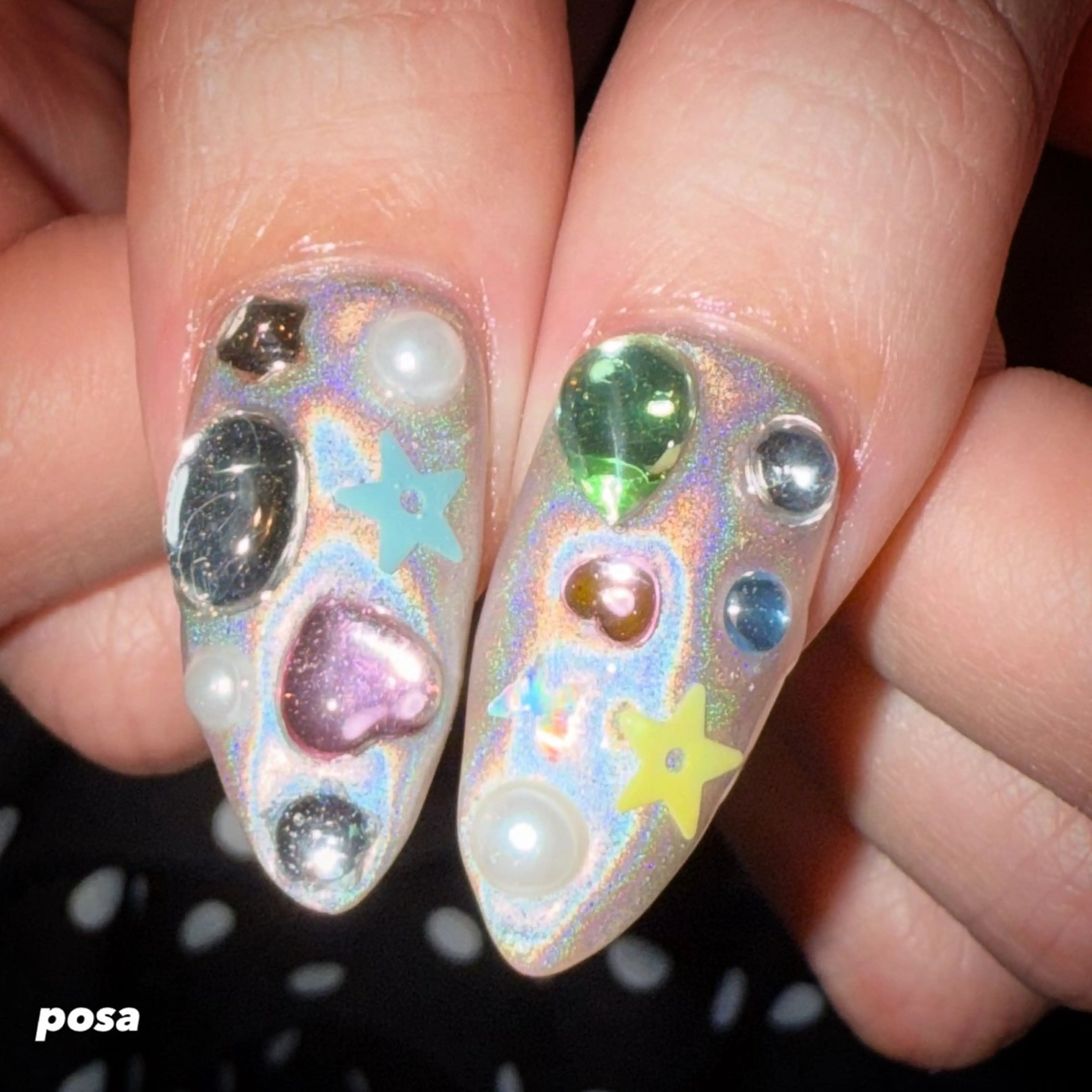 ネイル ミラーネイル シンプルネイル ハンドネイル posa nail モエミのネイルデザイン