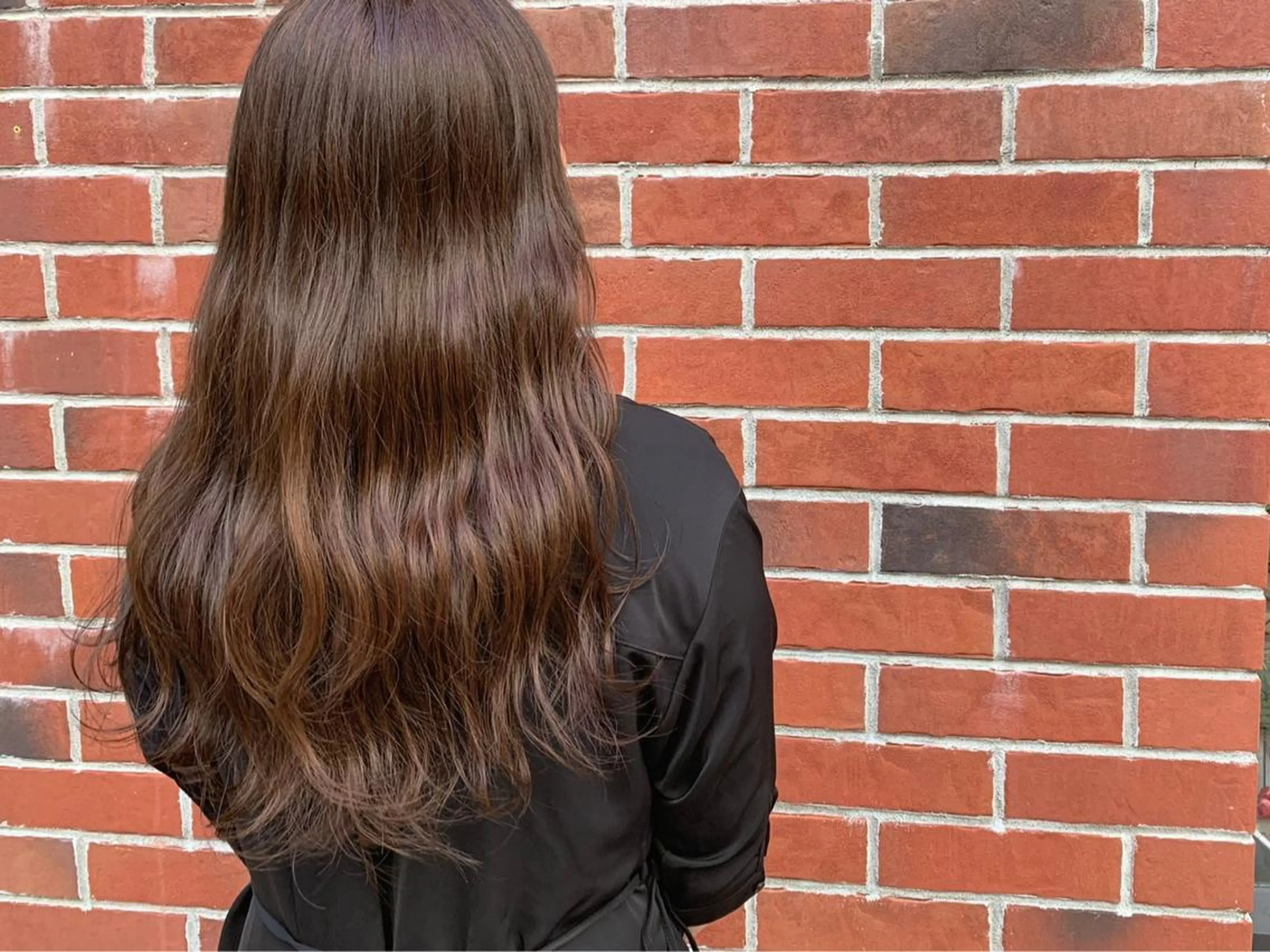 ロング カラー ヘアアレンジ アッシュ ミストバング ベージュカラー 黒髪 ブリーチ maoブリーチ無し 似合わせカラーのヘアスタイル