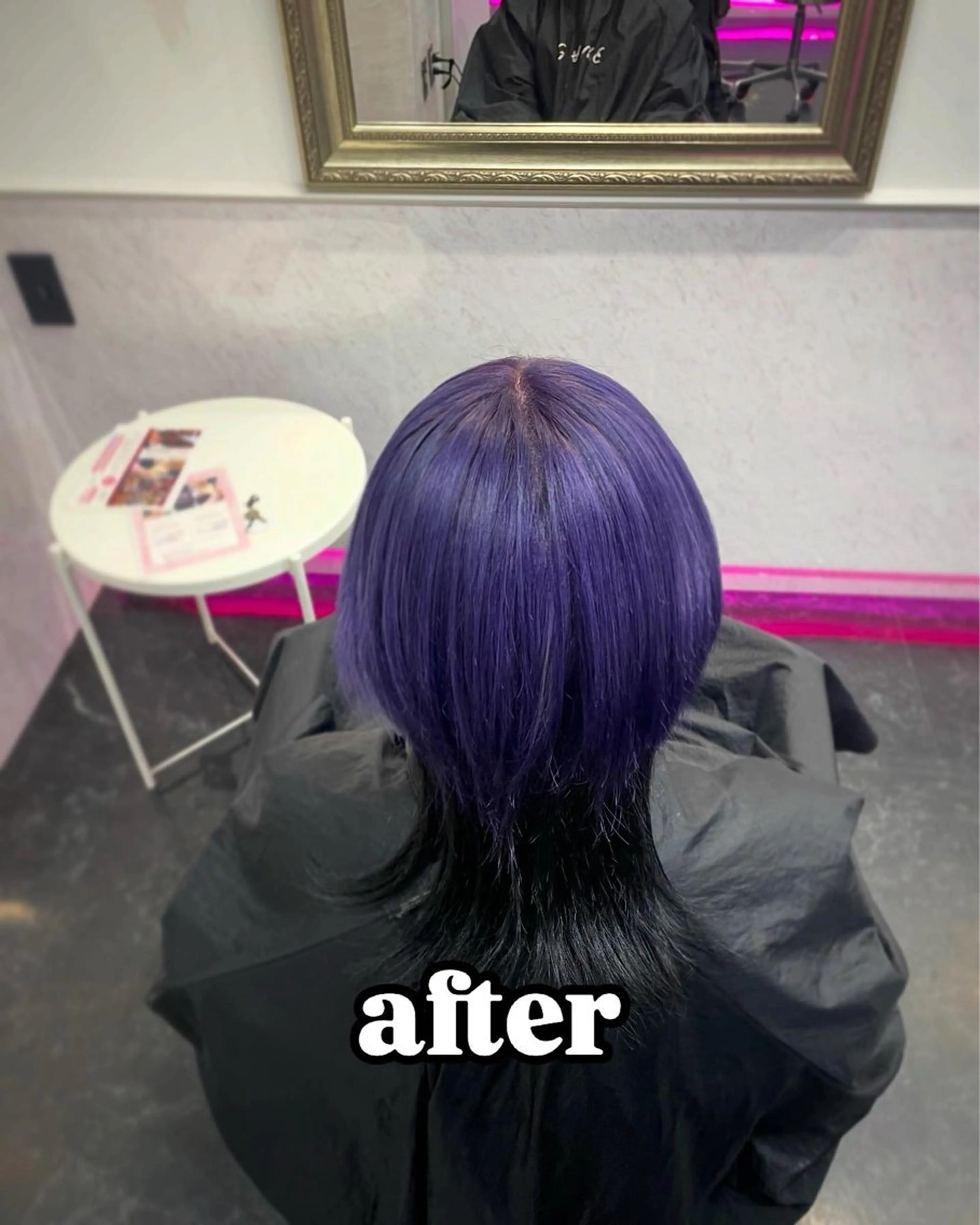 セミロング パープルカラー 抜け感/ワンカラー/ 明大前/桑田のヘアスタイル