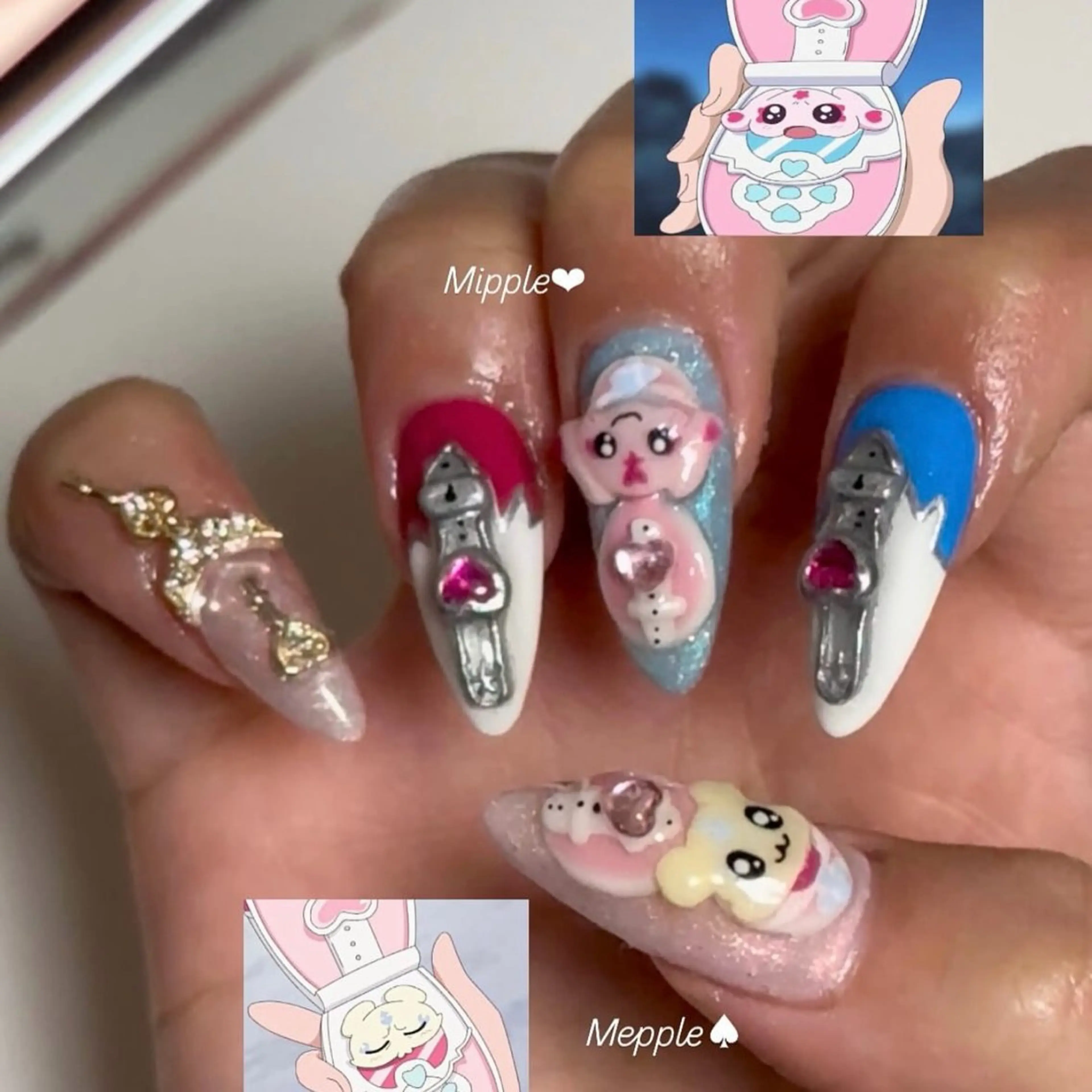 ネイル 𝙉𝙖𝙤🍓꒦꒷ Y2K / 韓国風のネイルデザイン