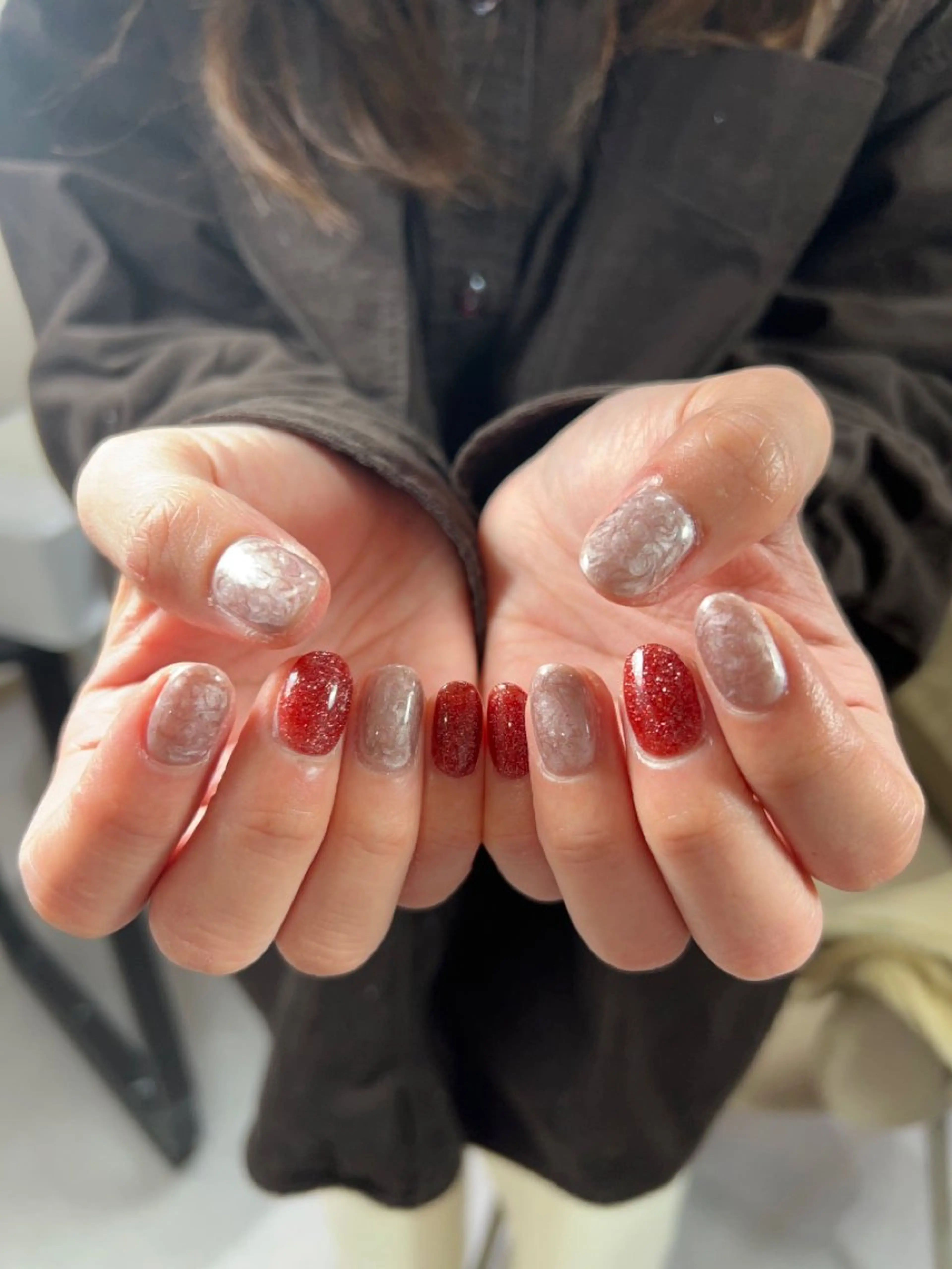 ネイル グラデーション ラメ(グリッター) マグネットネイル ミラーネイル ニュアンスネイル ハンドネイル Lumi de nails所属・Lumi de nailsのネイルデザイン