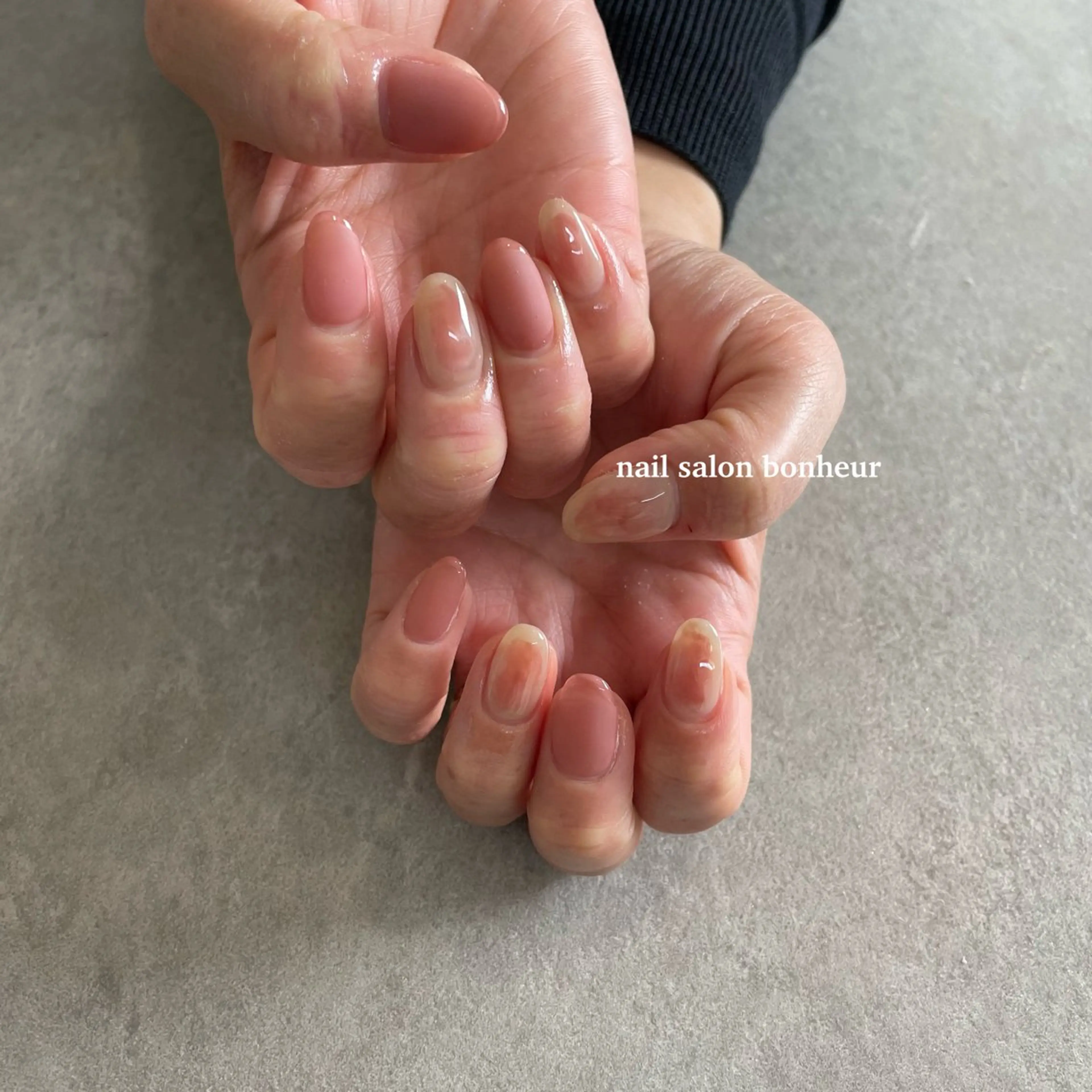 ネイル 長さ出し 春ネイル ハンドネイル nail salon bonheurのネイルデザイン