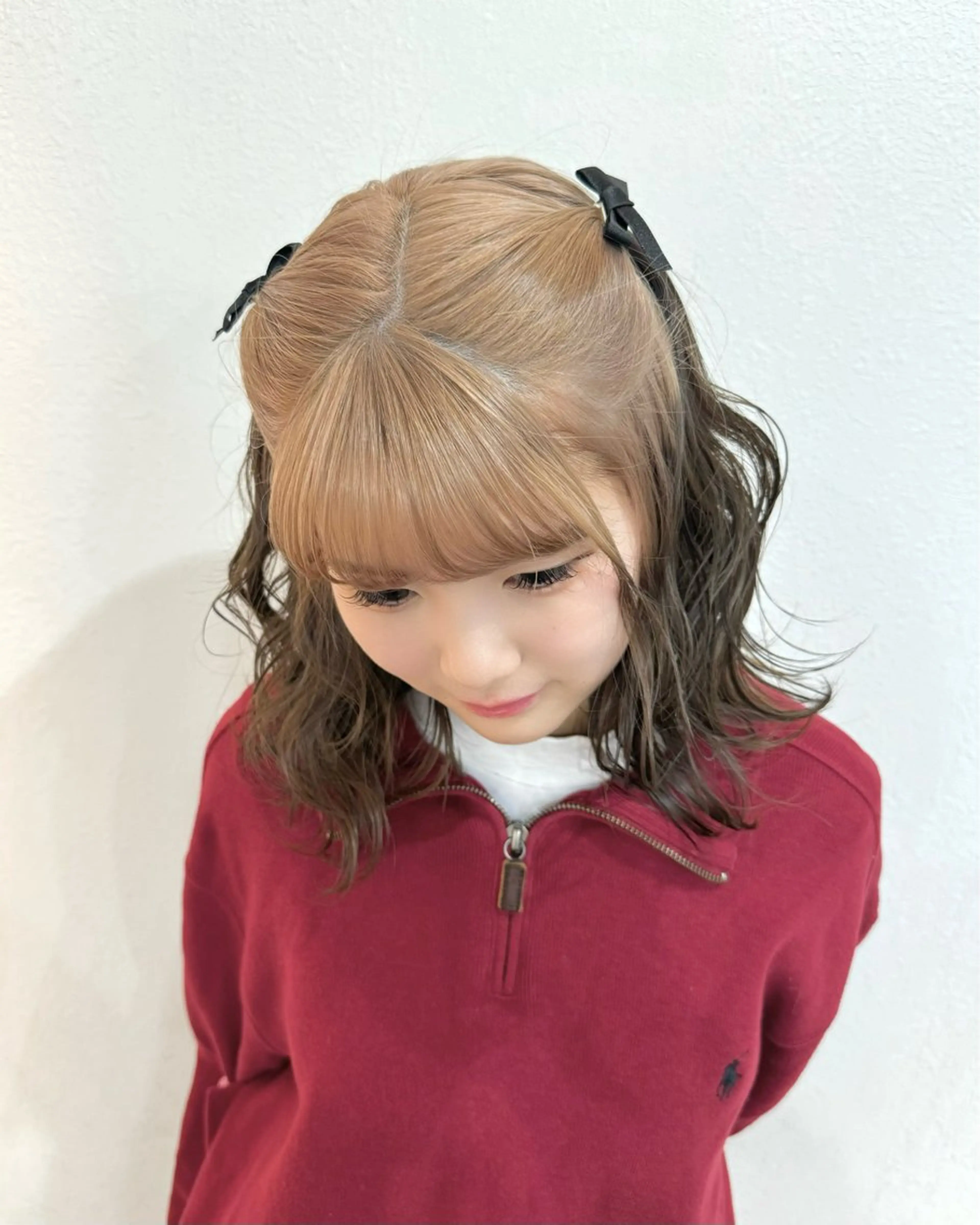 カラー ベージュカラー グレージュ ハイトーンカラー ハイトーンベージュ ミルクティーベージュ 透明感ワンカラー梅田 ダブルカラー/川上のヘアスタイル