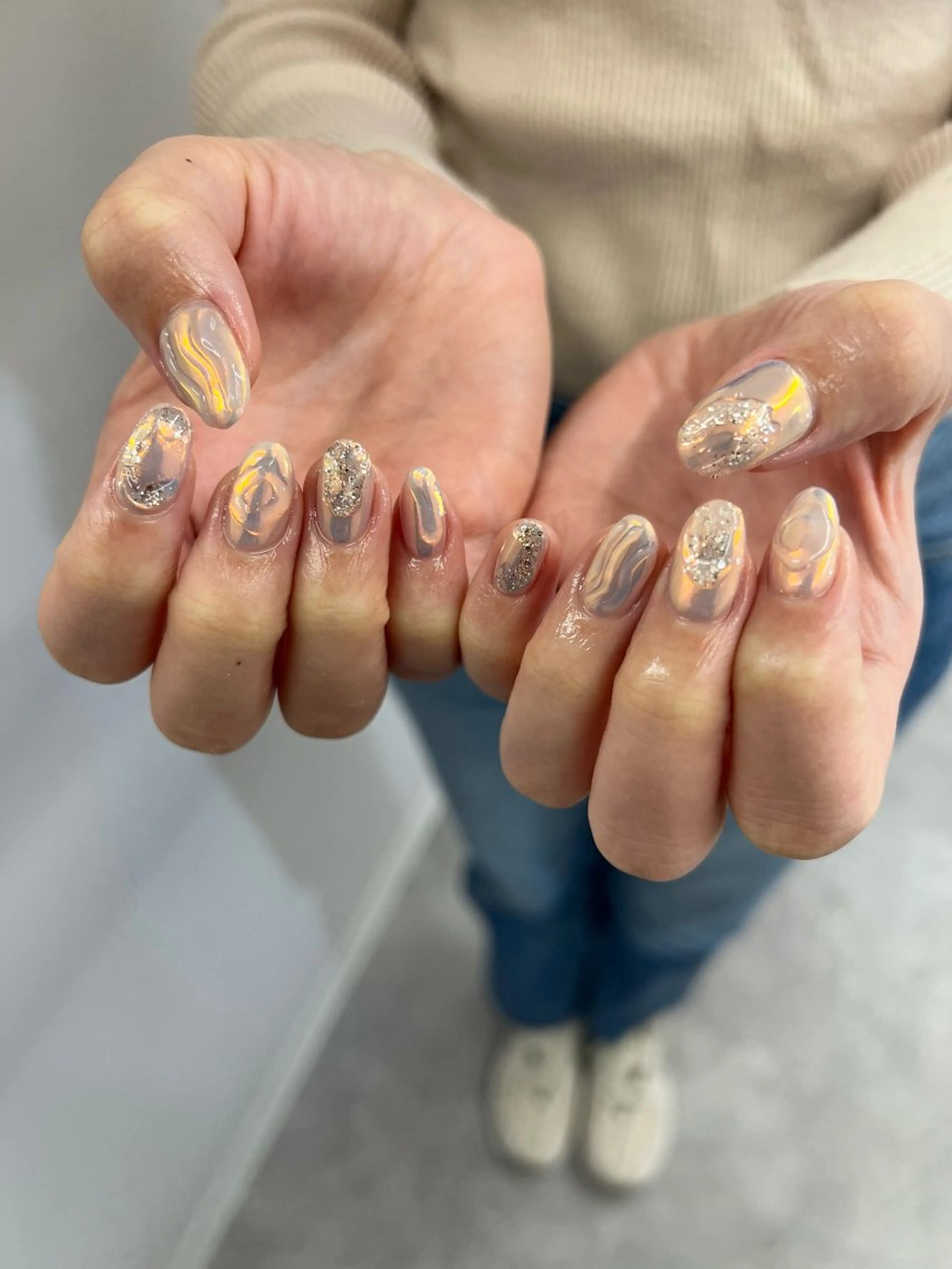 ネイル オーロラネイル フラッシュネイル フレンチネイル ジェルネイル マグネットネイル ハンドネイル ハンドケア Bana_ Nailのその他イメージ