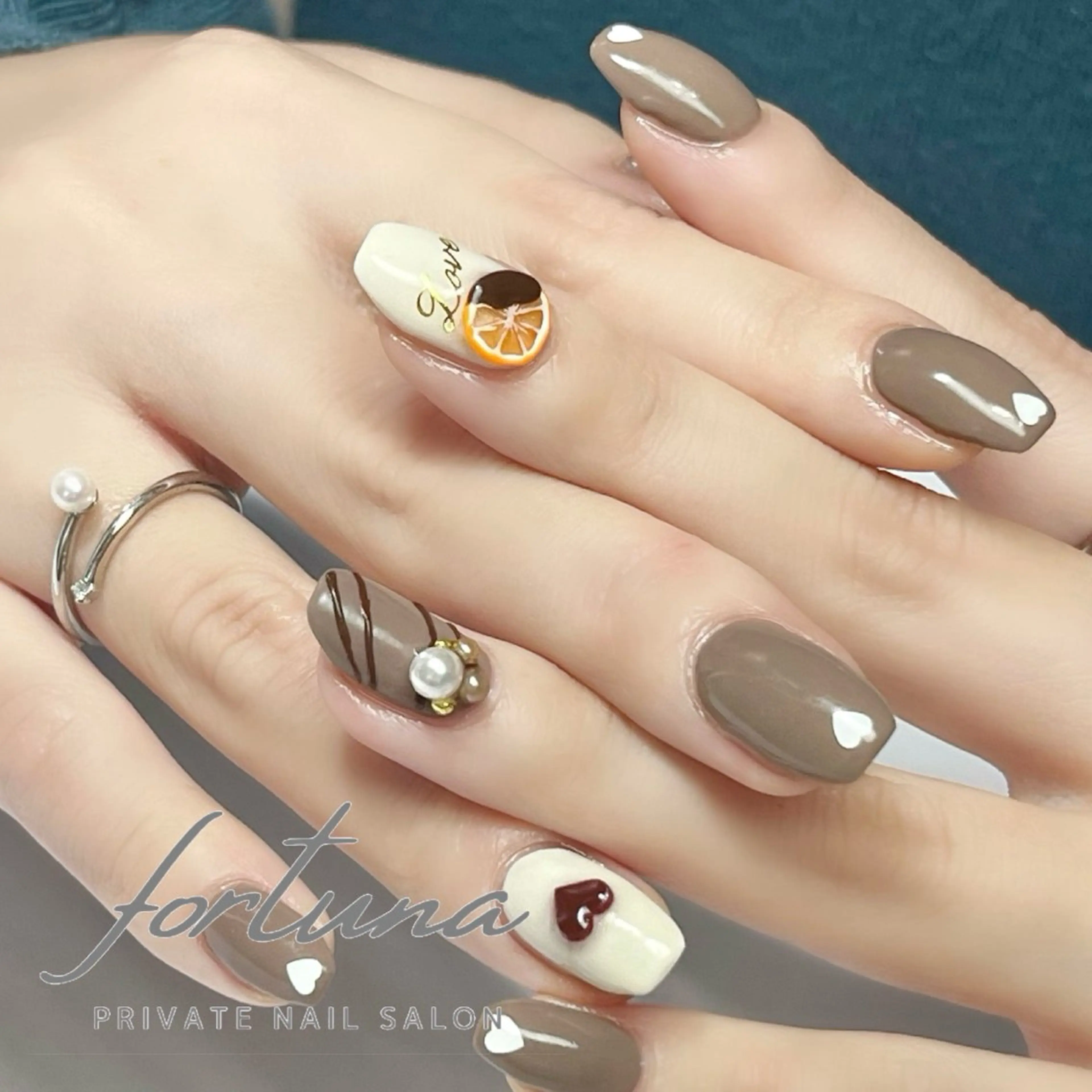 ネイル ジェルネイル ハート パラジェル バレンタイン ハンドネイル fortuna 武藤裕美のネイルデザイン