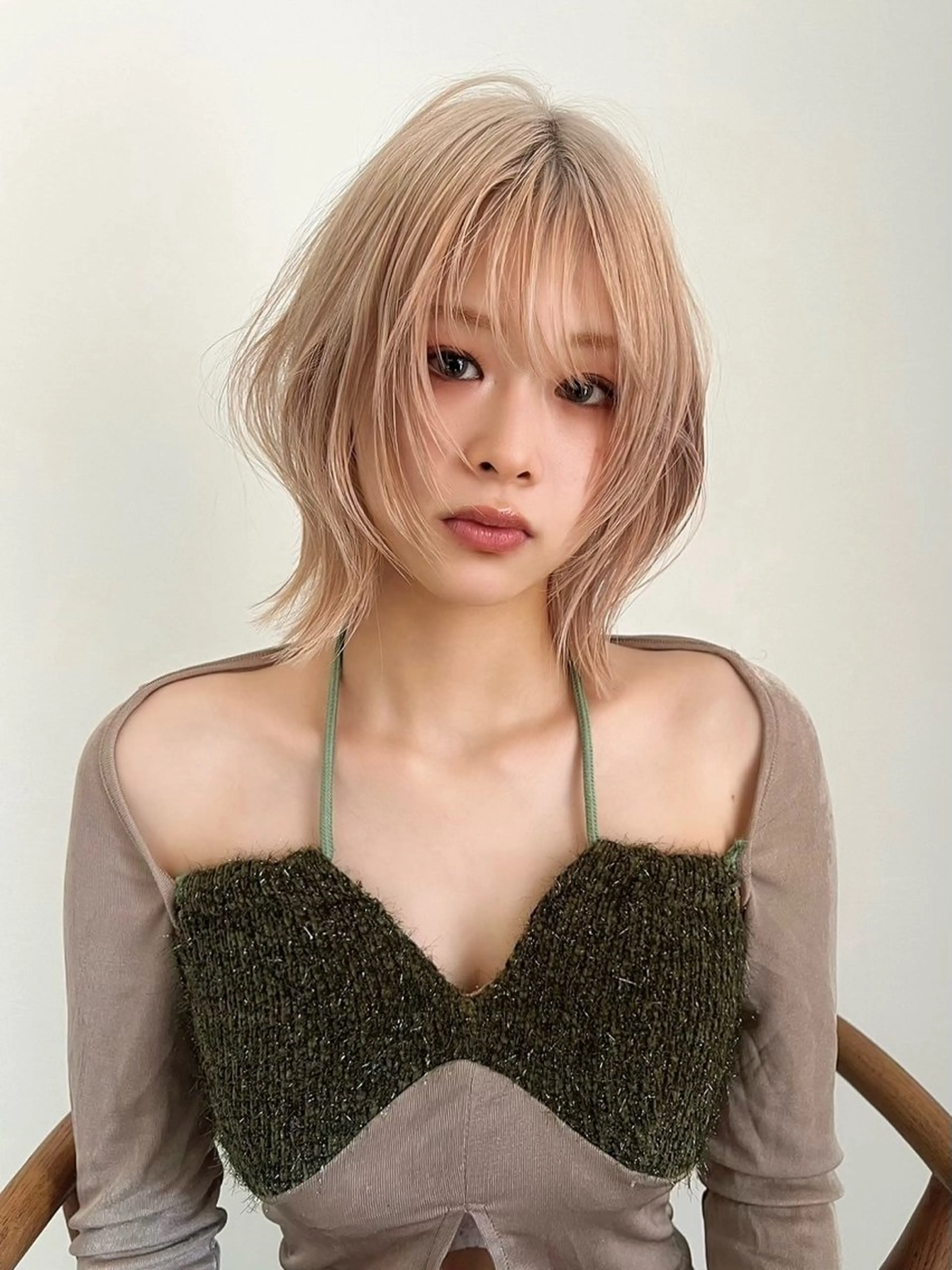 ミディアム カラー ヘアアレンジ 縮毛矯正ブリーチ/ ベージュmamiのヘアスタイル