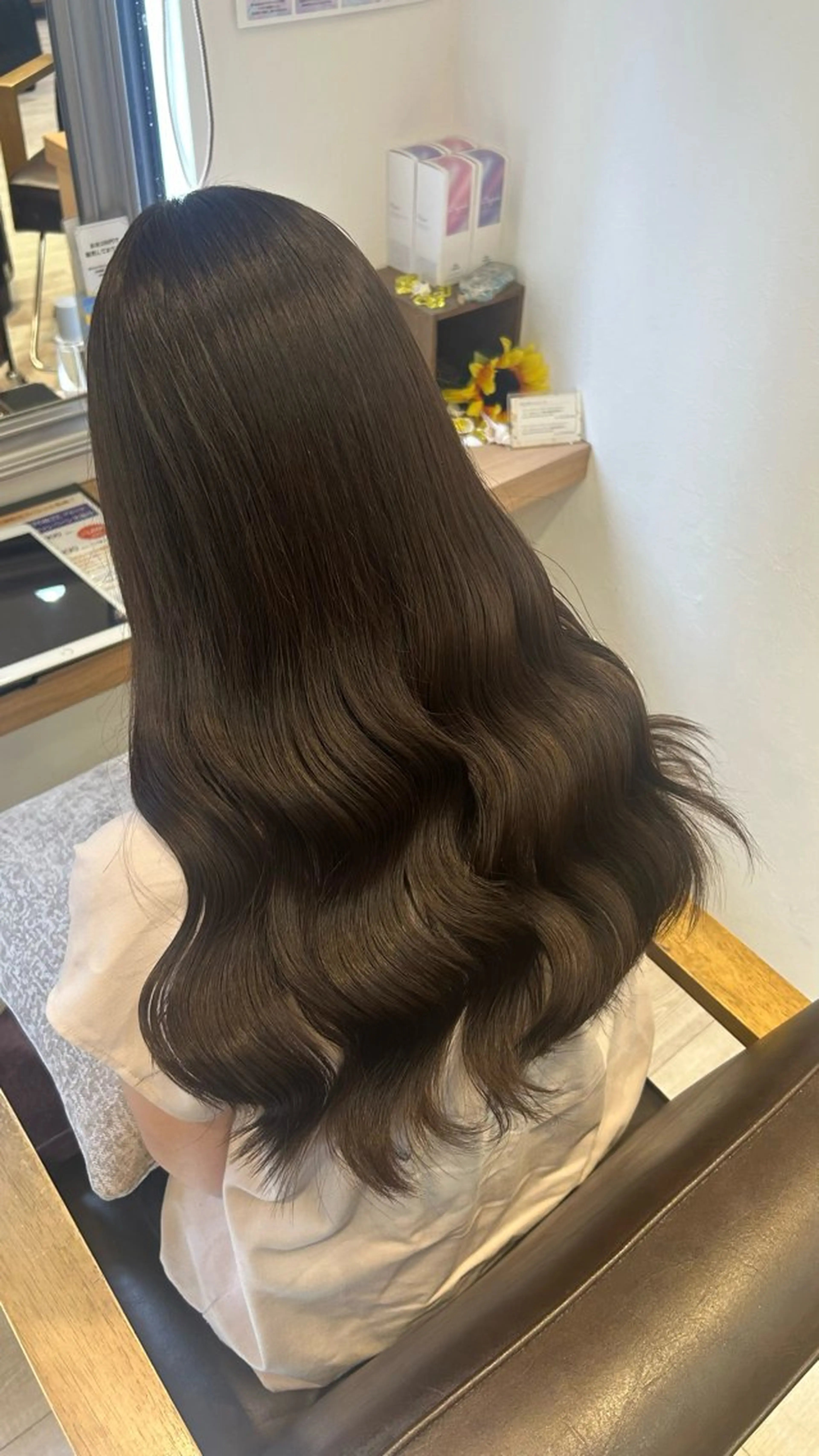 ロング カラー ブラウンカラー 透明感カラー トリートメント まい🎀ピンク💝 透明感/髪質改善のヘアスタイル