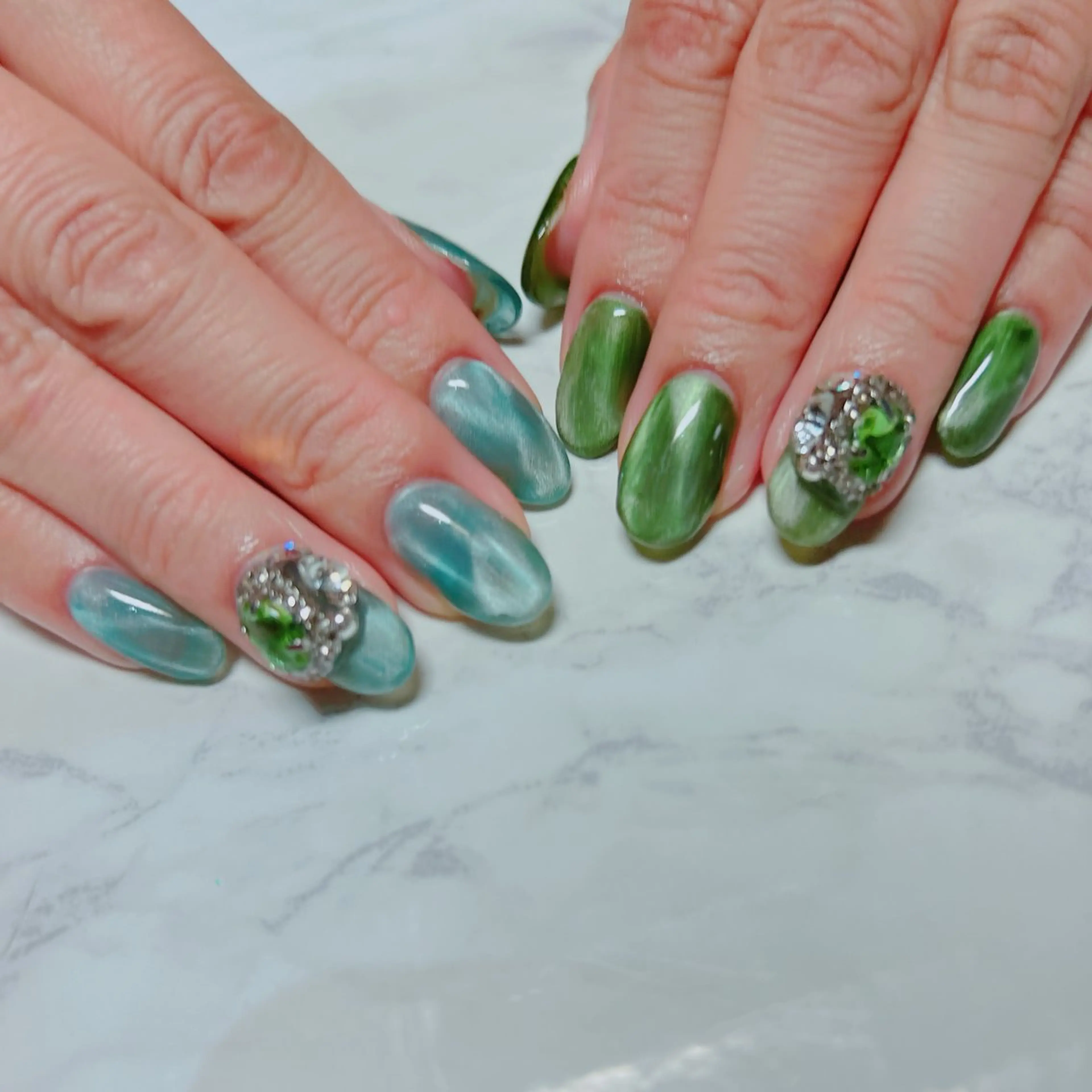 ネイル マグネットネイル 夏ネイル ハンドネイル たきぐち みちこのネイルデザイン