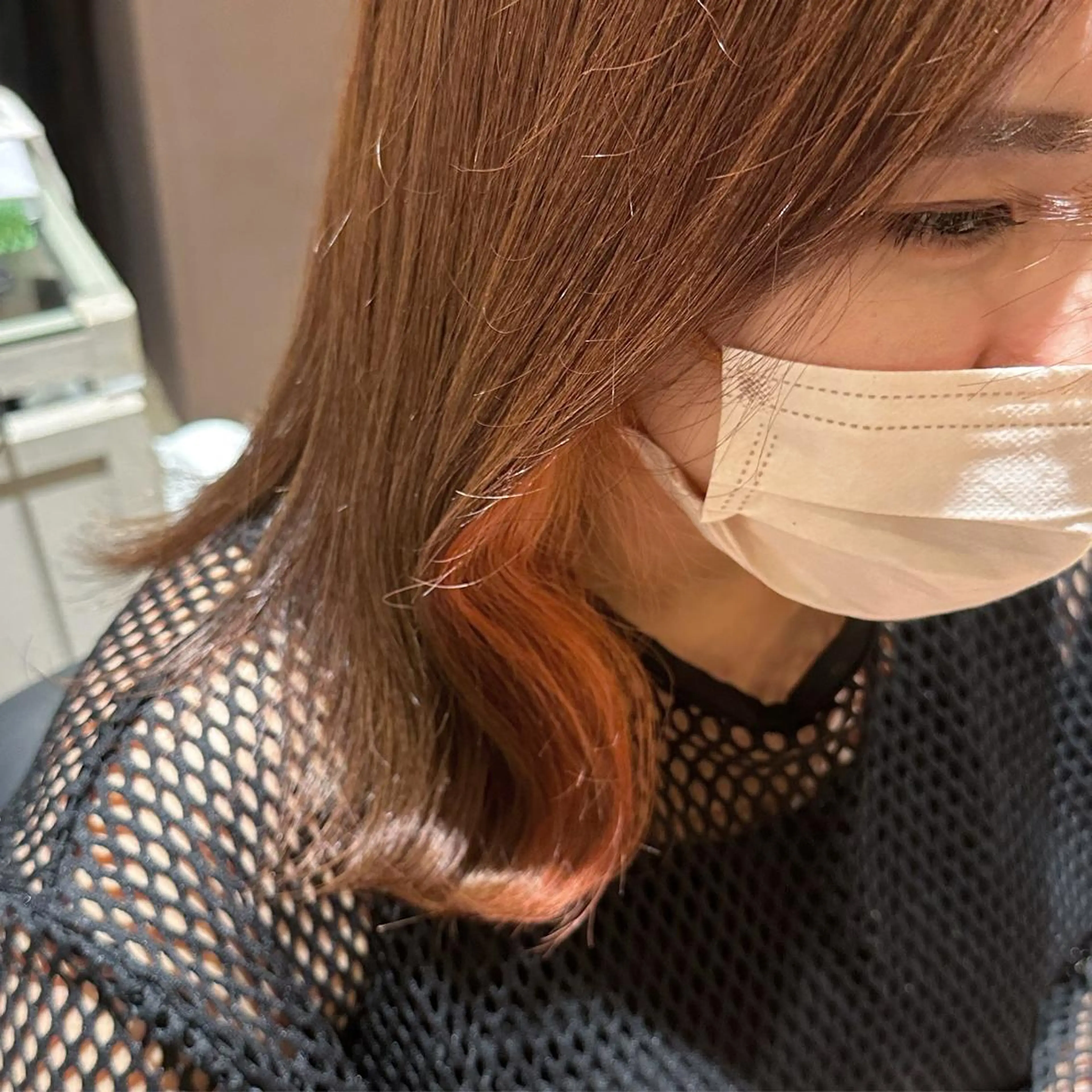 カラー インナーカラー オレンジ 内田 成美のヘアスタイル