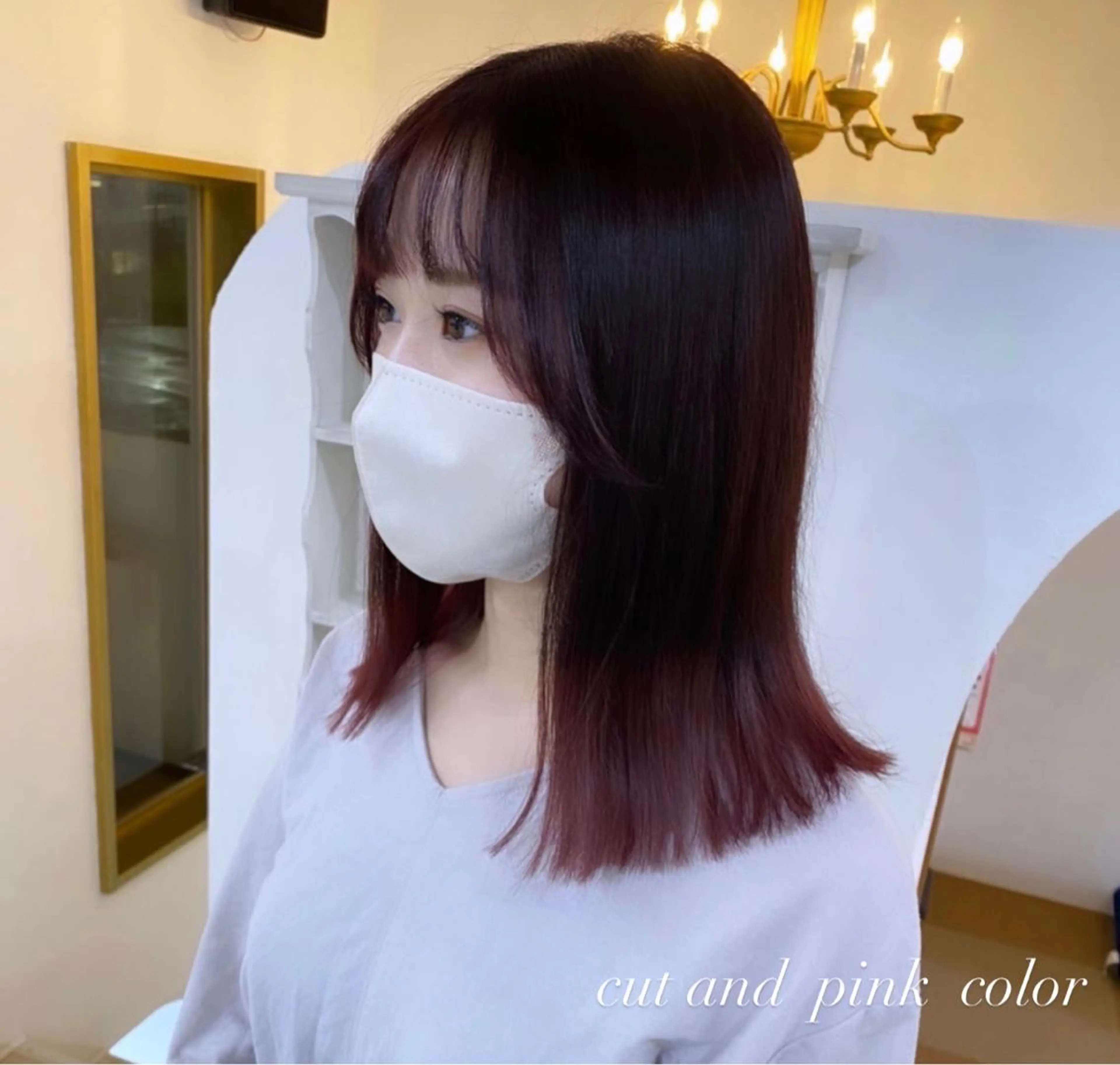 セミロング カラー ブリーチ ピンクカラー flen所属・𖤣𖥧𖥣𖥧田中 姫乃𖤣𖥧𖥣𖡡のヘアスタイル