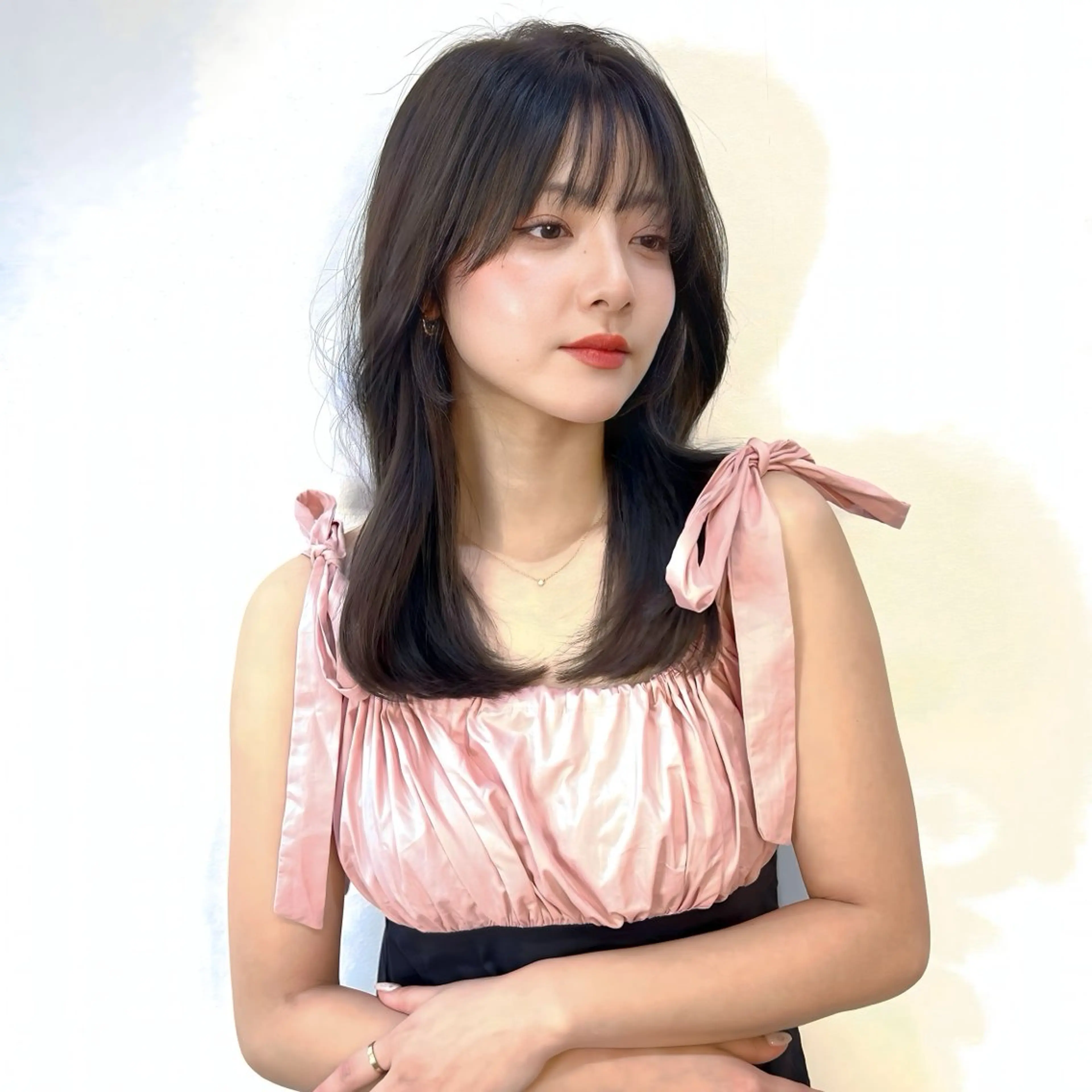 ミディアム カラー ヘアアレンジ くびれヘア 顔周りカット 韓国風ヘア レイヤーカット 顔まわり職人🇰🇷 韓国ヘア/KAITOのヘアスタイル