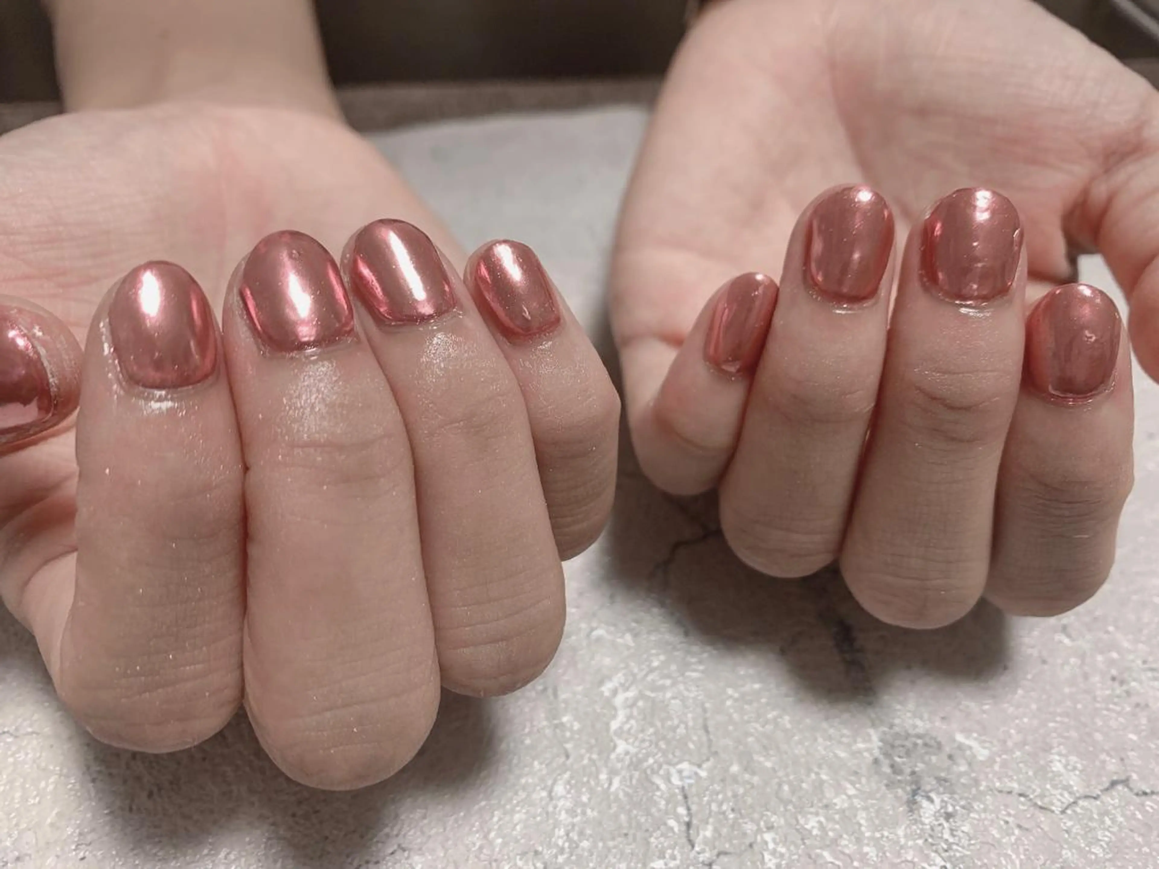 ネイル ミラーネイル ピンク kikinail 溝の口のネイルデザイン