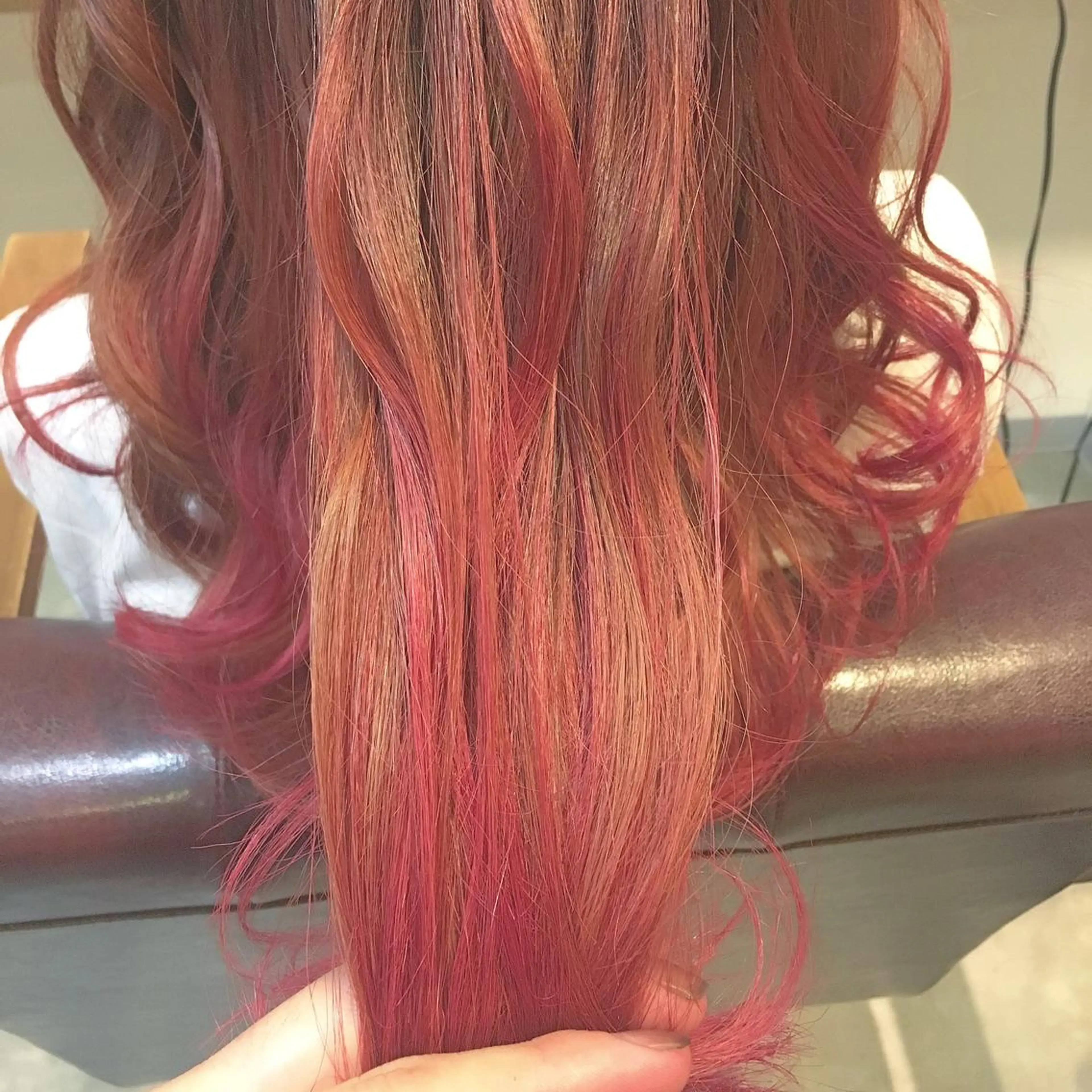 セミロング カラー ブリーチ ピンクカラー hair salon Ranun髪質改善のヘアスタイル