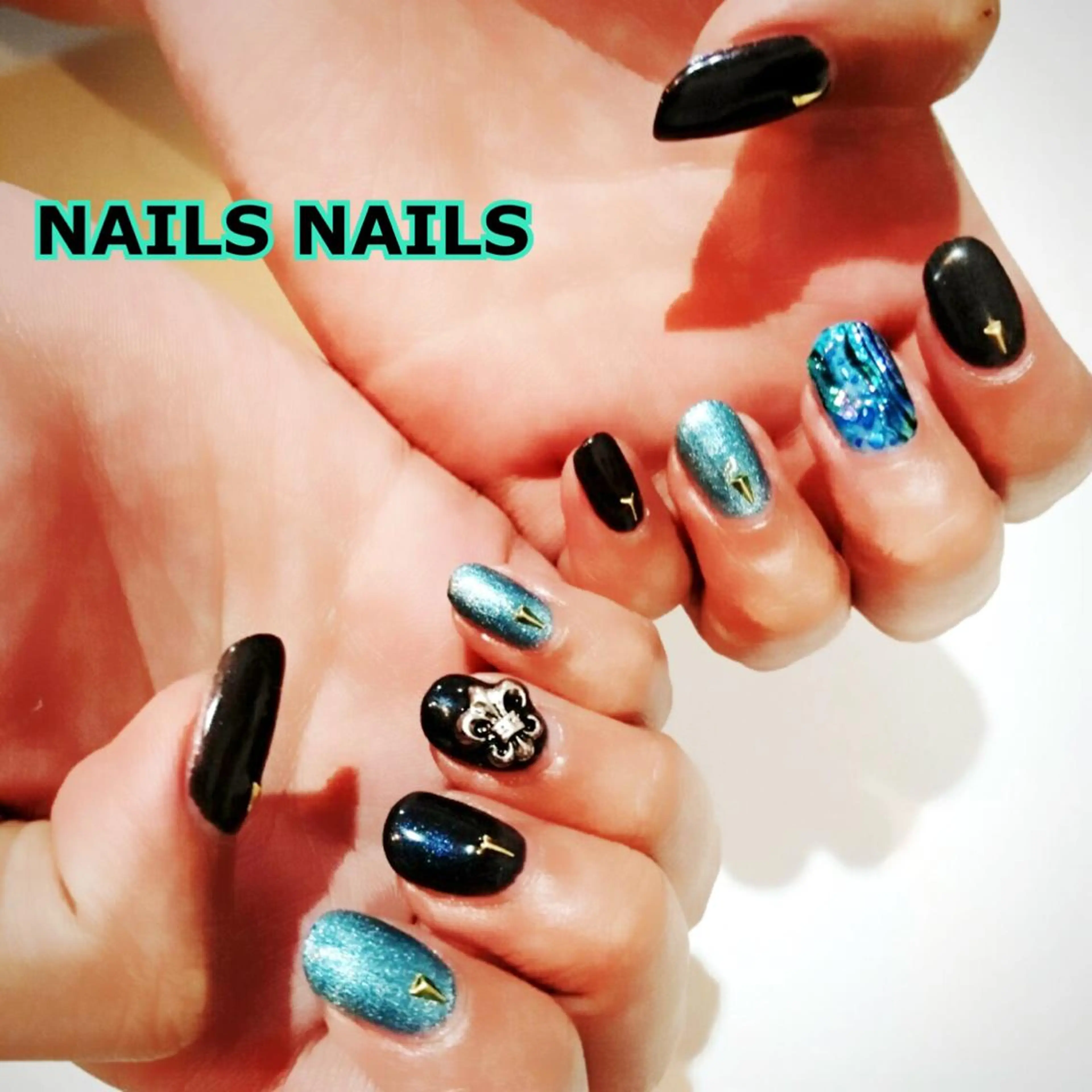 ネイル アートネイル ブルー ジェルネイル ネイビー NAILSNAILS ERIKAのネイルデザイン