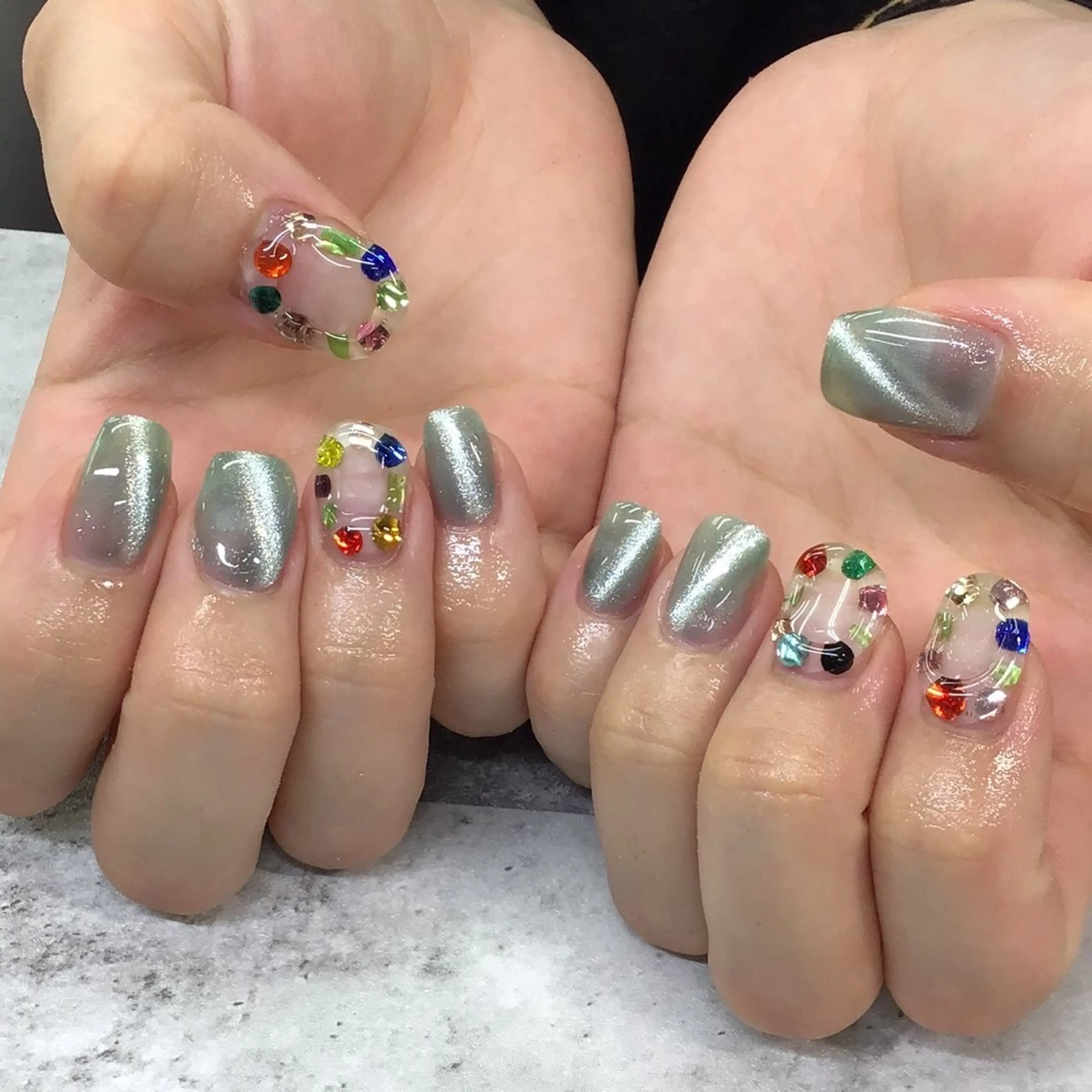 ネイル クリアネイル ジェルネイル マグネットネイル パラジェル 西院eye fallonのマツエク・マツパデザイン