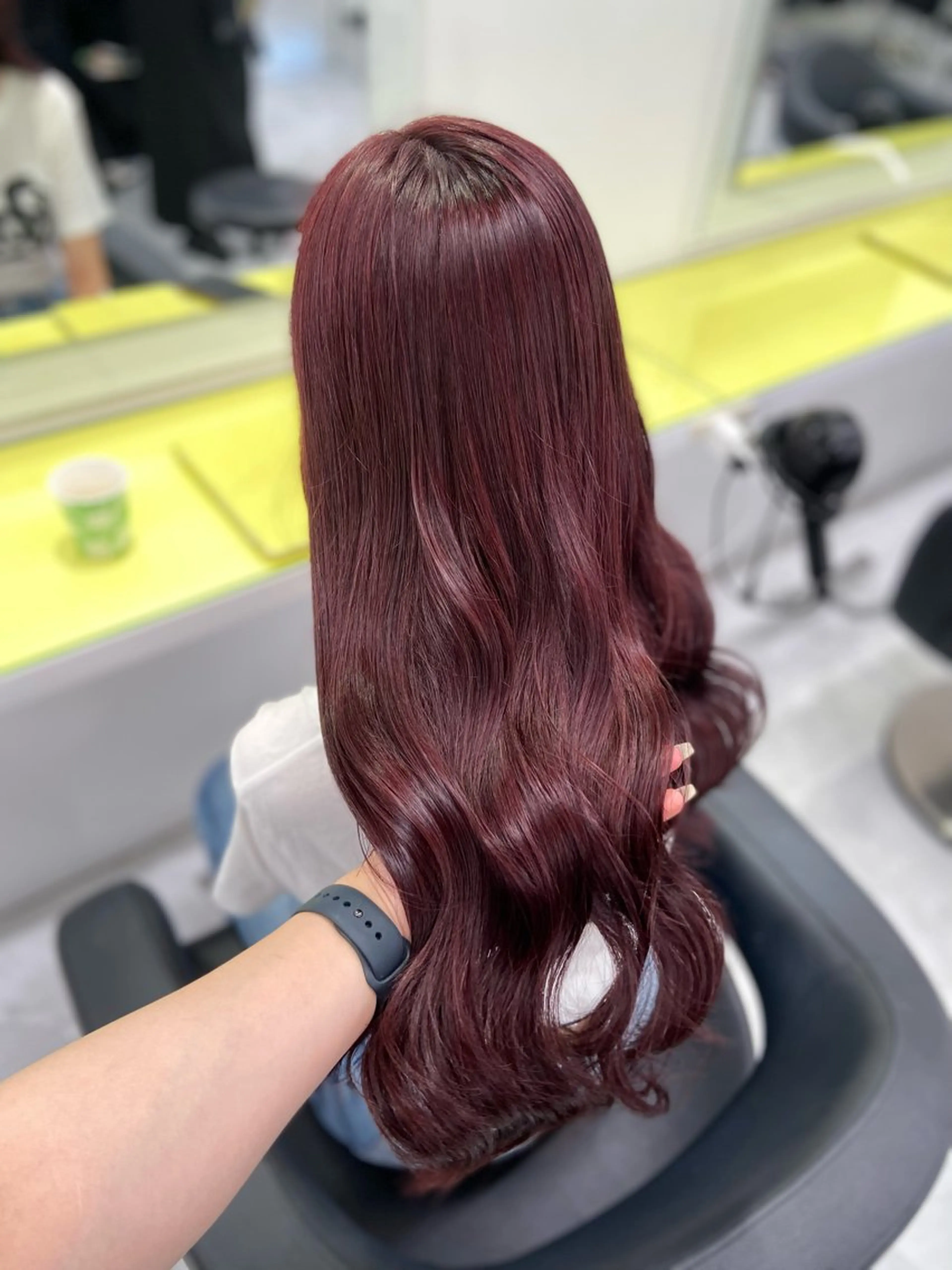 ロング カラー ヘアカラー トリートメント ヘアセット ワインレッド 🍒KAHOのヘアスタイル