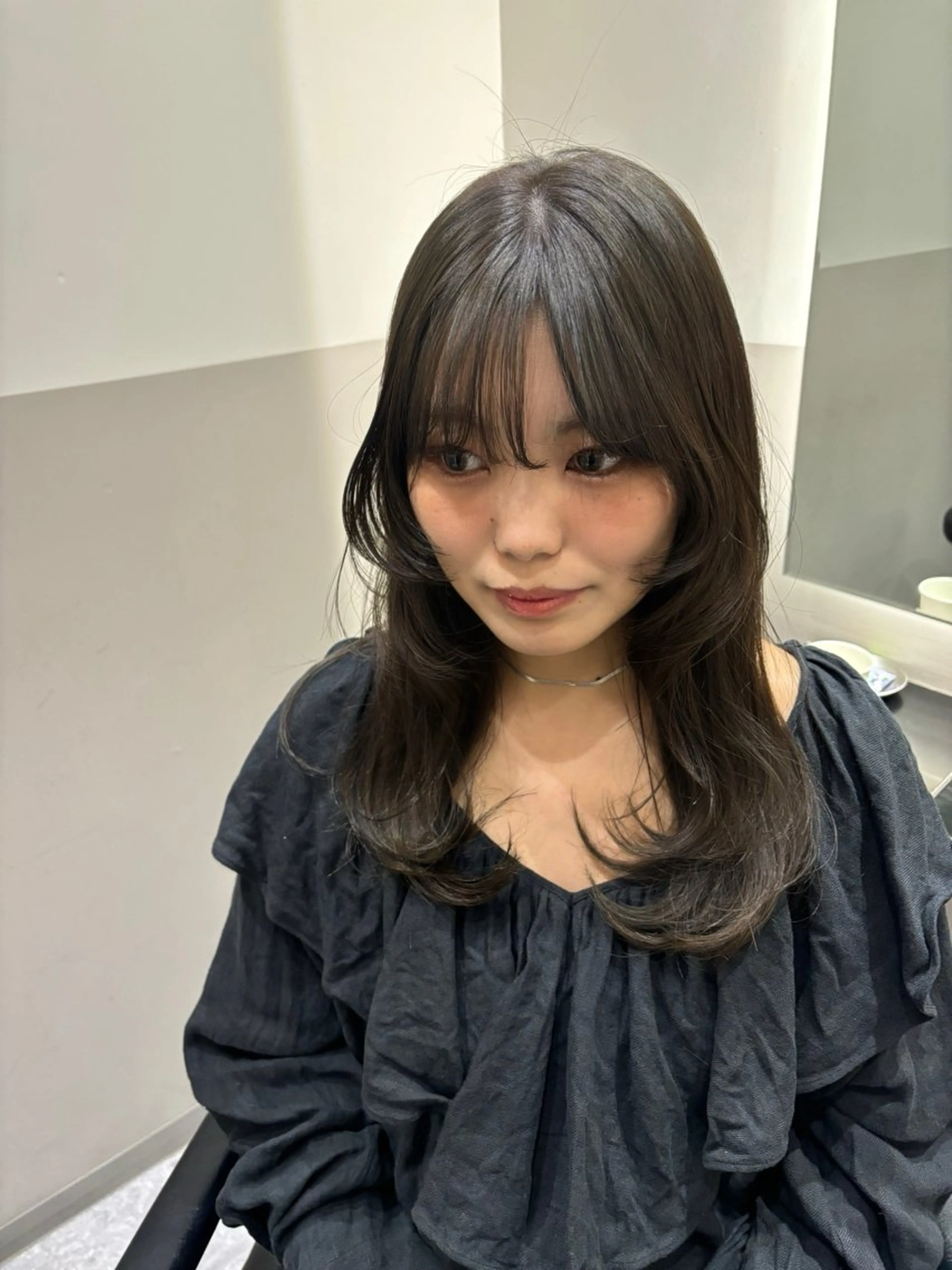ロング カラー オリーブカラー レイヤーカット カット ヘアカラー トリートメント レイヤーカット🎀 kanaのヘアスタイル
