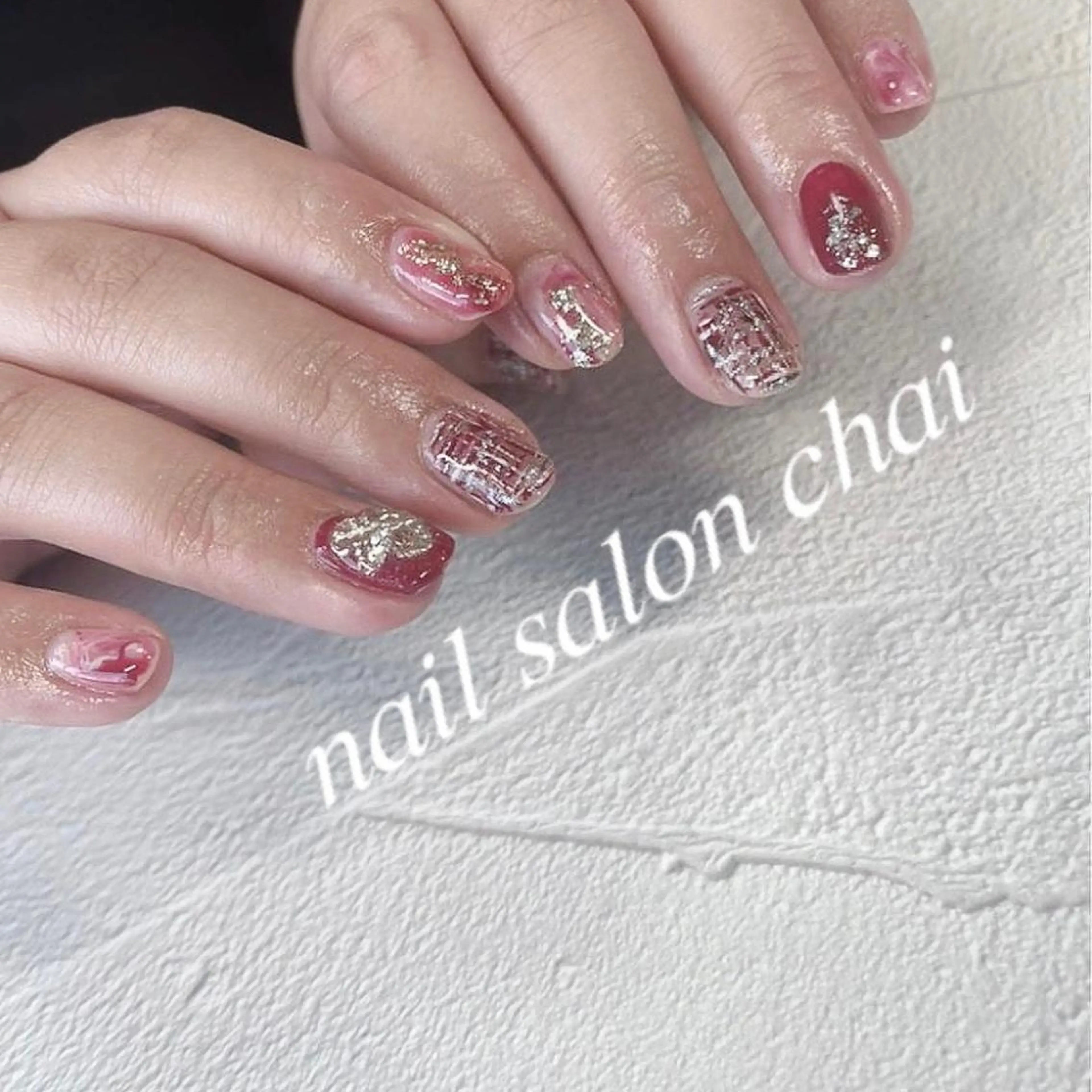 ネイル ツイードネイル 冬ネイル nail salon chai 上本町のネイルデザイン