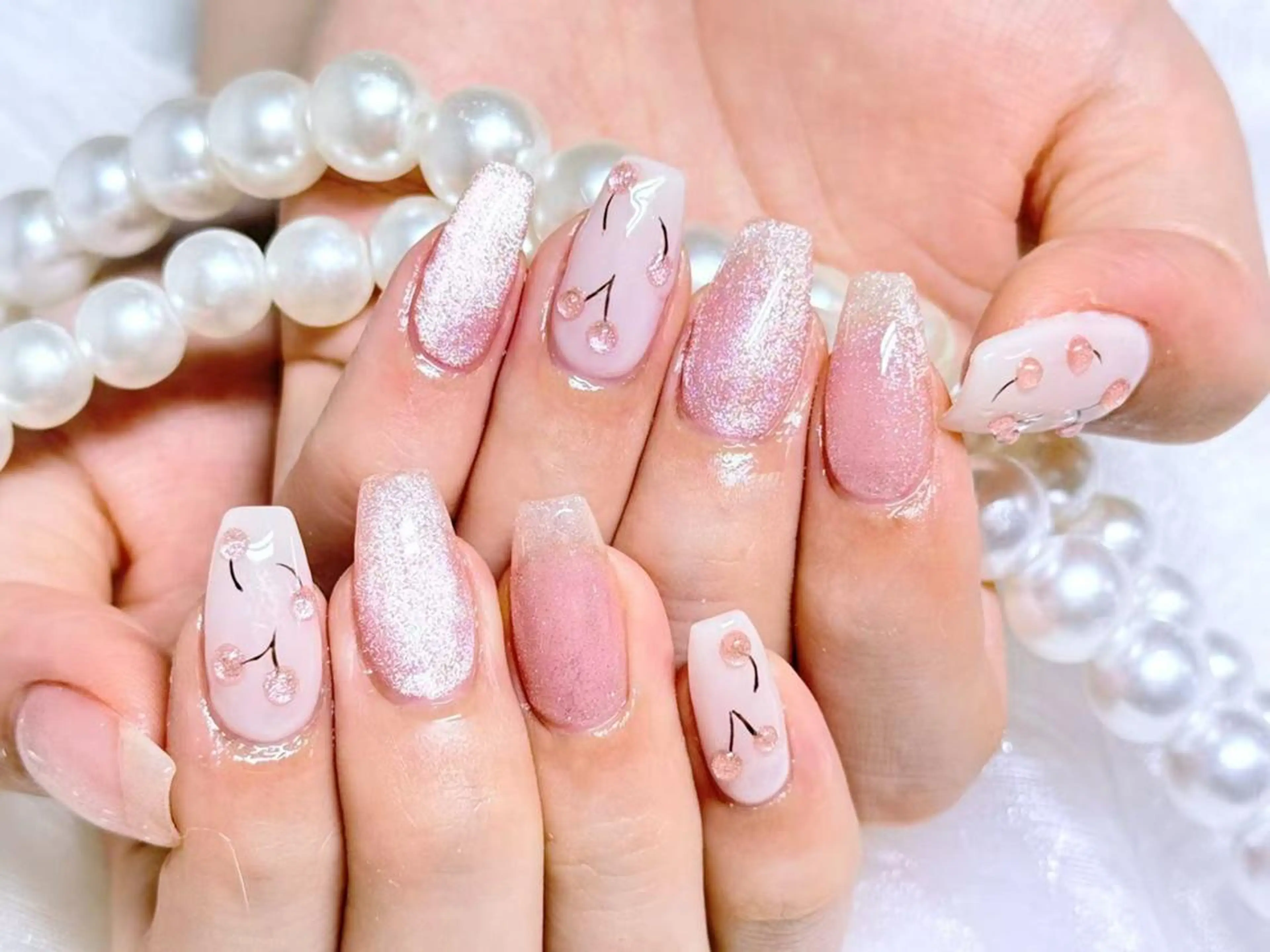 ネイル アートネイル クリアネイル 成人式 長さ出し フラッシュネイル ハンドネイル Ru na🍳のネイルデザイン