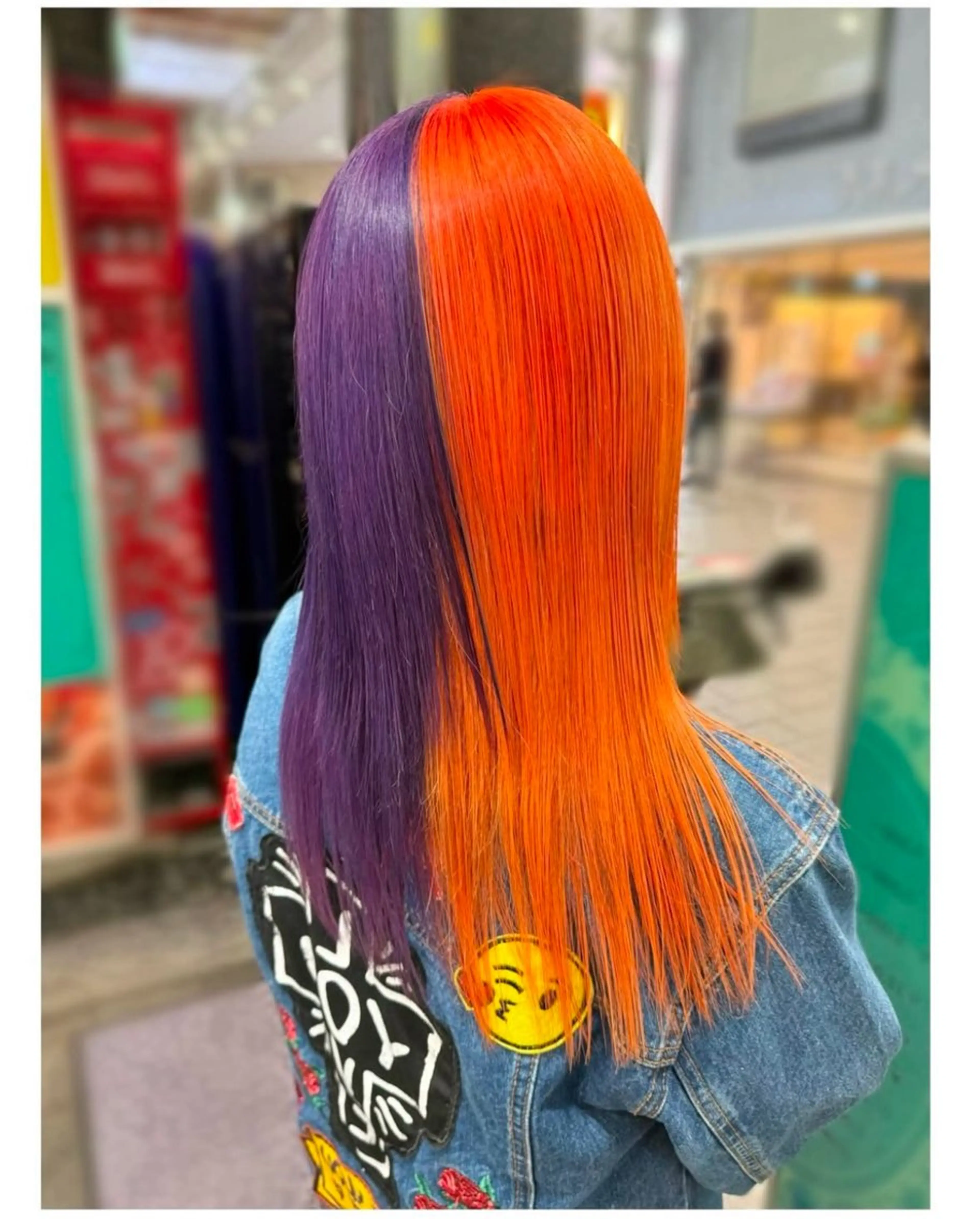 ミディアム カラー オレンジ パープルカラー ヘアカラー GARU-ガル-所属・TSUNO🦖 派手髪/オタク美容師のヘアスタイル