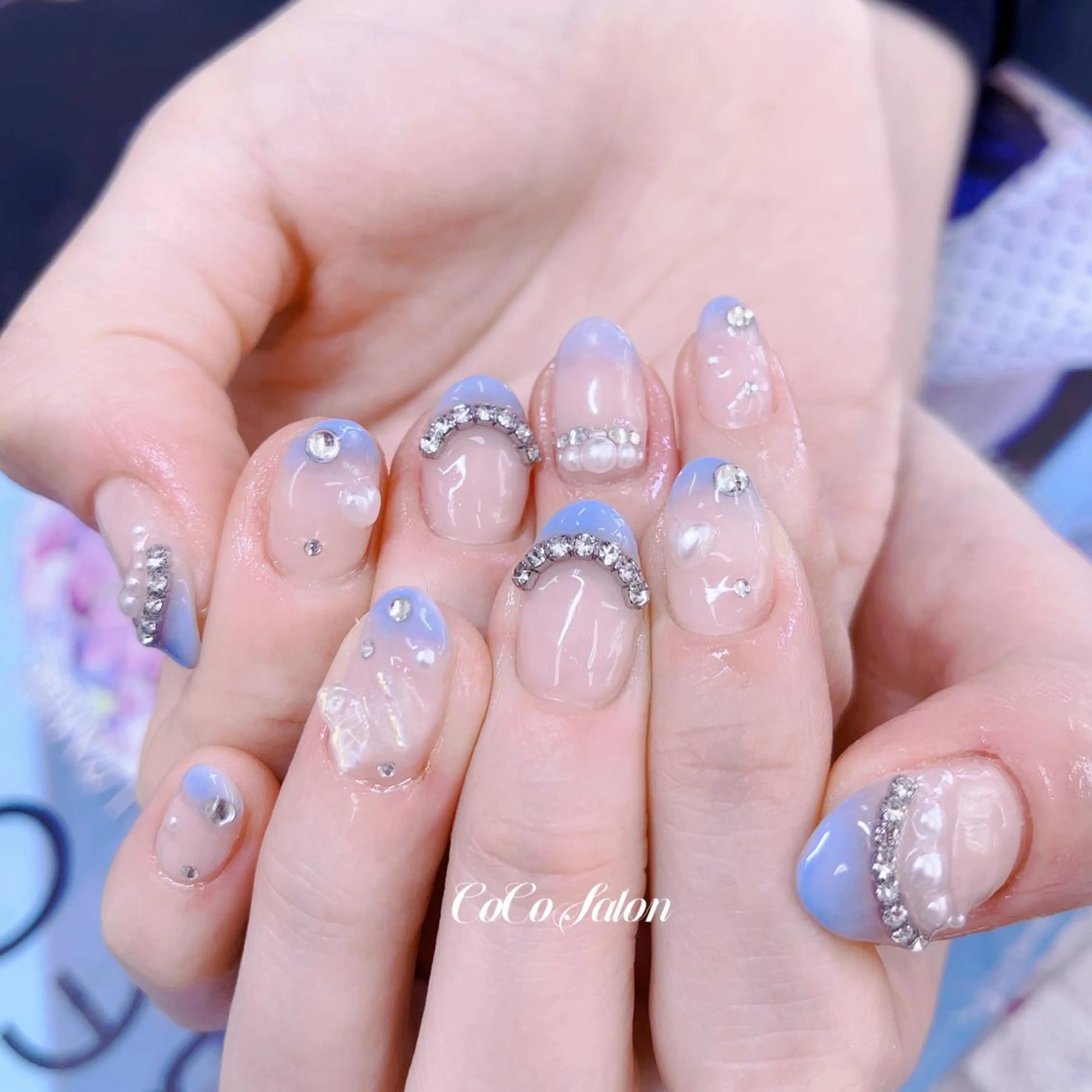 ネイル 入学式 長さ出し フレンチネイル ジェルネイル グラデーション ハンドネイル CoCoSalon ネイル/まつ毛予約のネイルデザイン