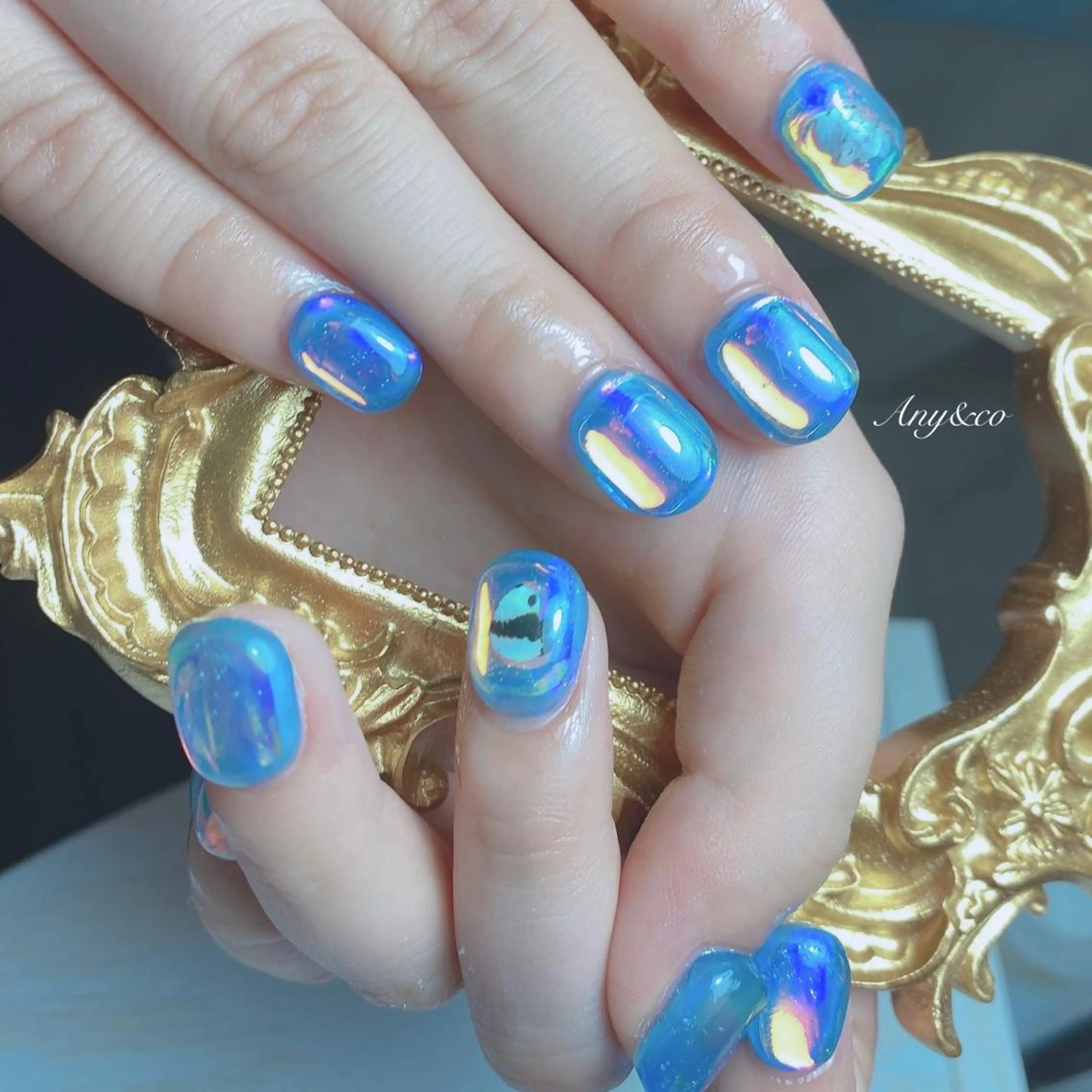 ネイル オーロラネイル 氷ネイル・うるうるネイル 韓国ネイル Any&co 【エニコ】のマツエク・マツパデザイン