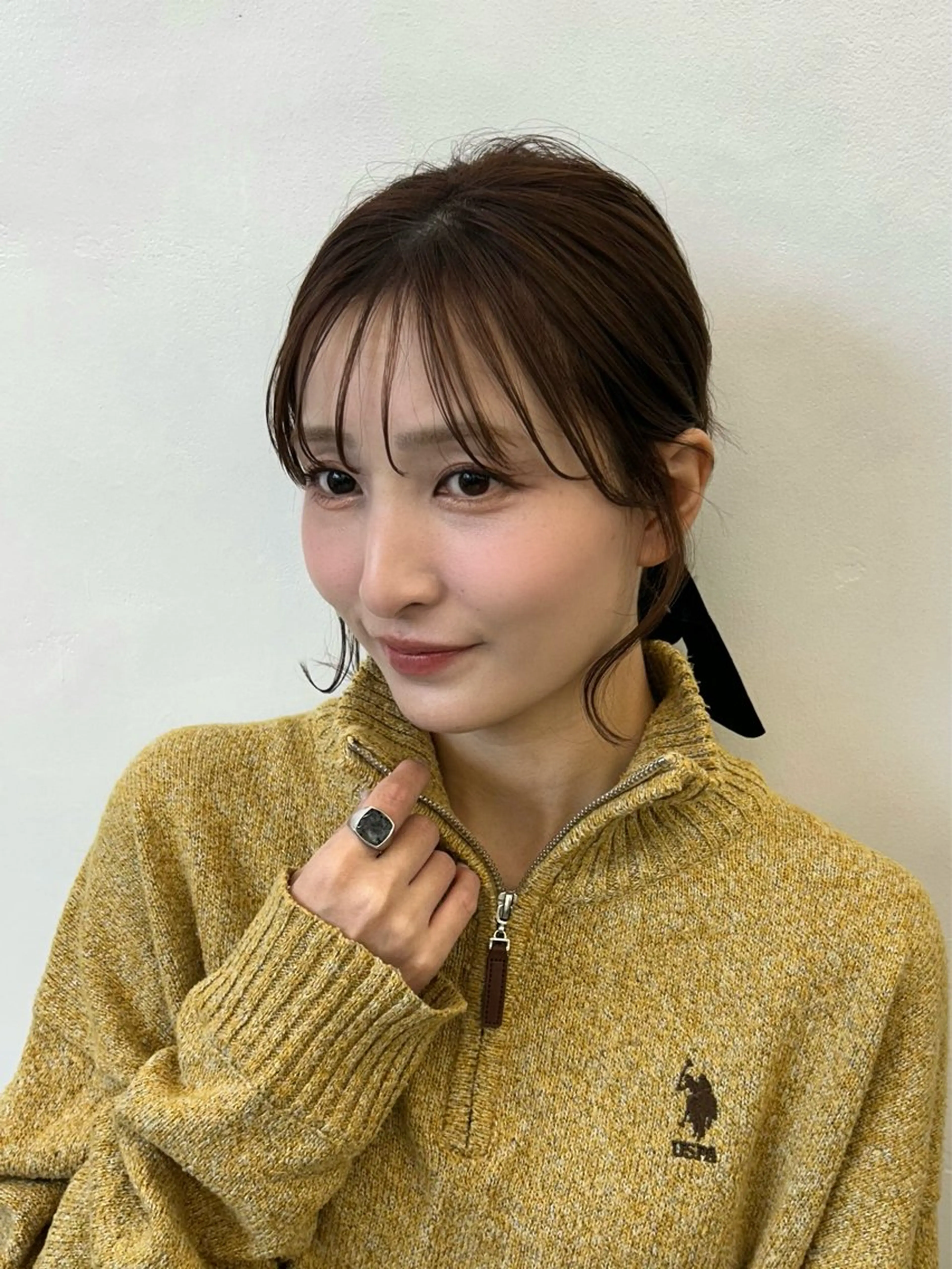 ミディアム カラー ヘアアレンジ レイヤー/ボブ/透明 感カラー/佐藤奈由のヘアスタイル