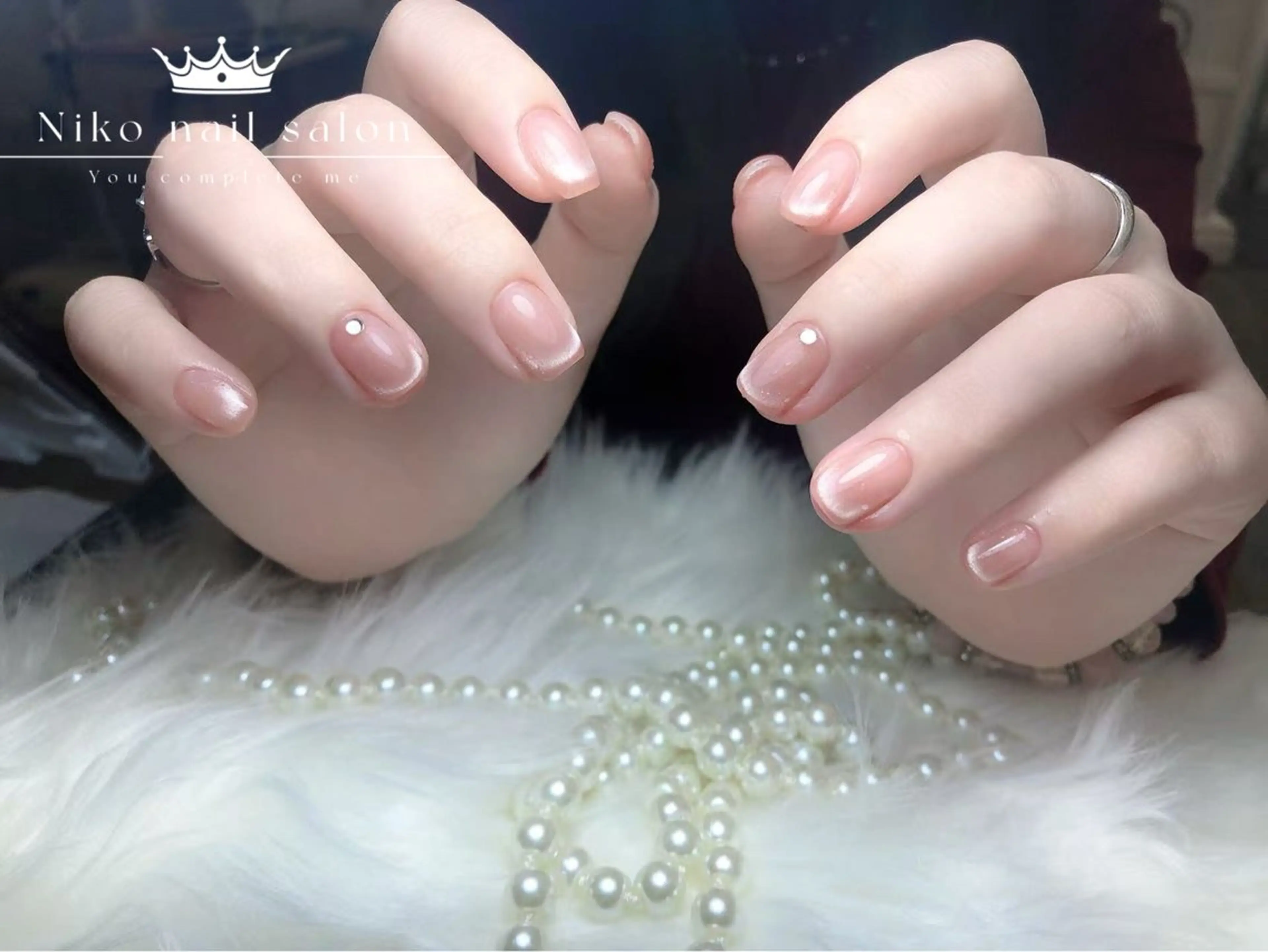 ネイル チークネイル フットネイル フレンチネイル ジェルネイル ガラスフレンチ 柚子 Nikoのネイルデザイン