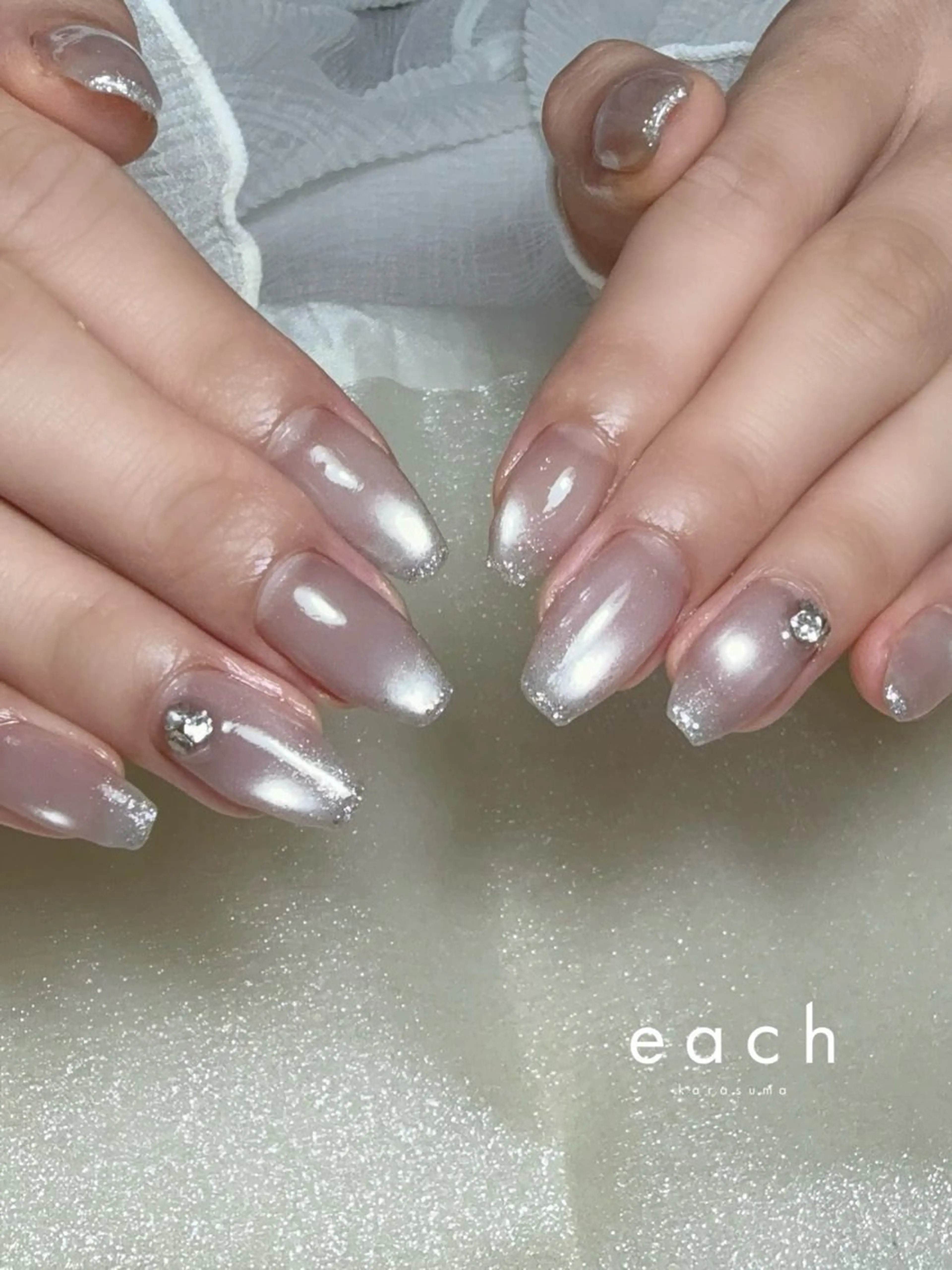 ネイル フラッシュネイル フレンチネイル グラデーション ラメ(グリッター) マグネットネイル ハンドネイル each kiyokaのネイルデザイン