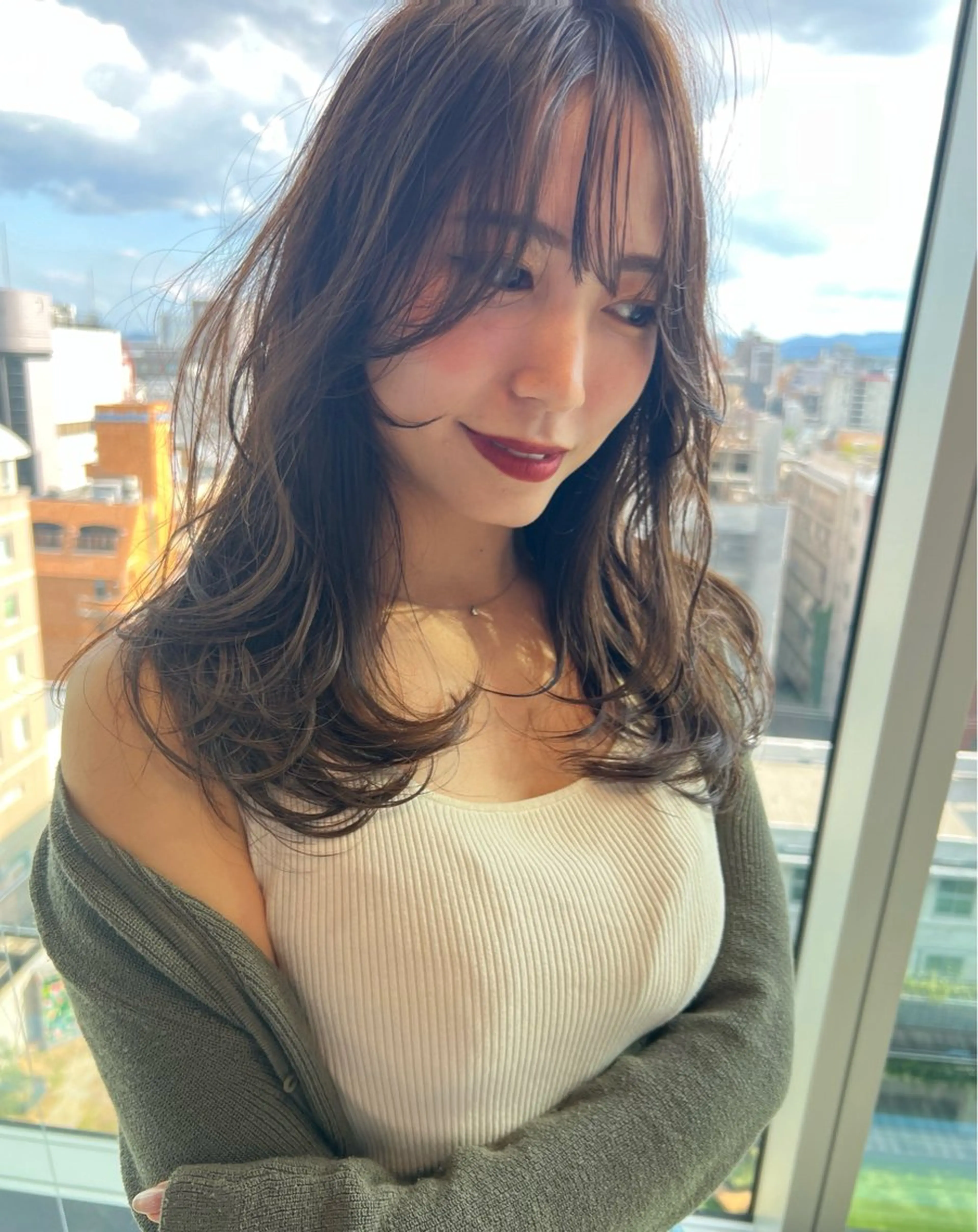 ロング シアーブラウン ボブ 髪質改善 韓国風ヘア レイヤーカット suii..hair designのヘアスタイル