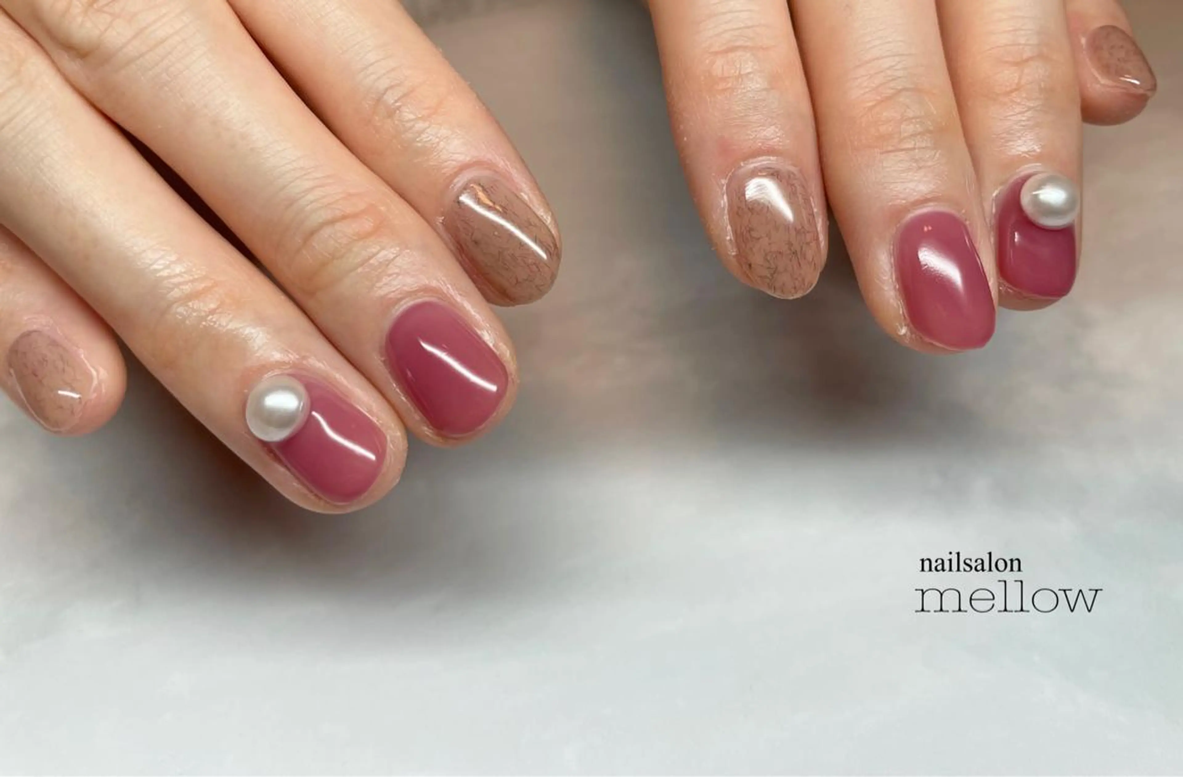 ネイル ブラウン ピンク 大山 浩美のネイルデザイン