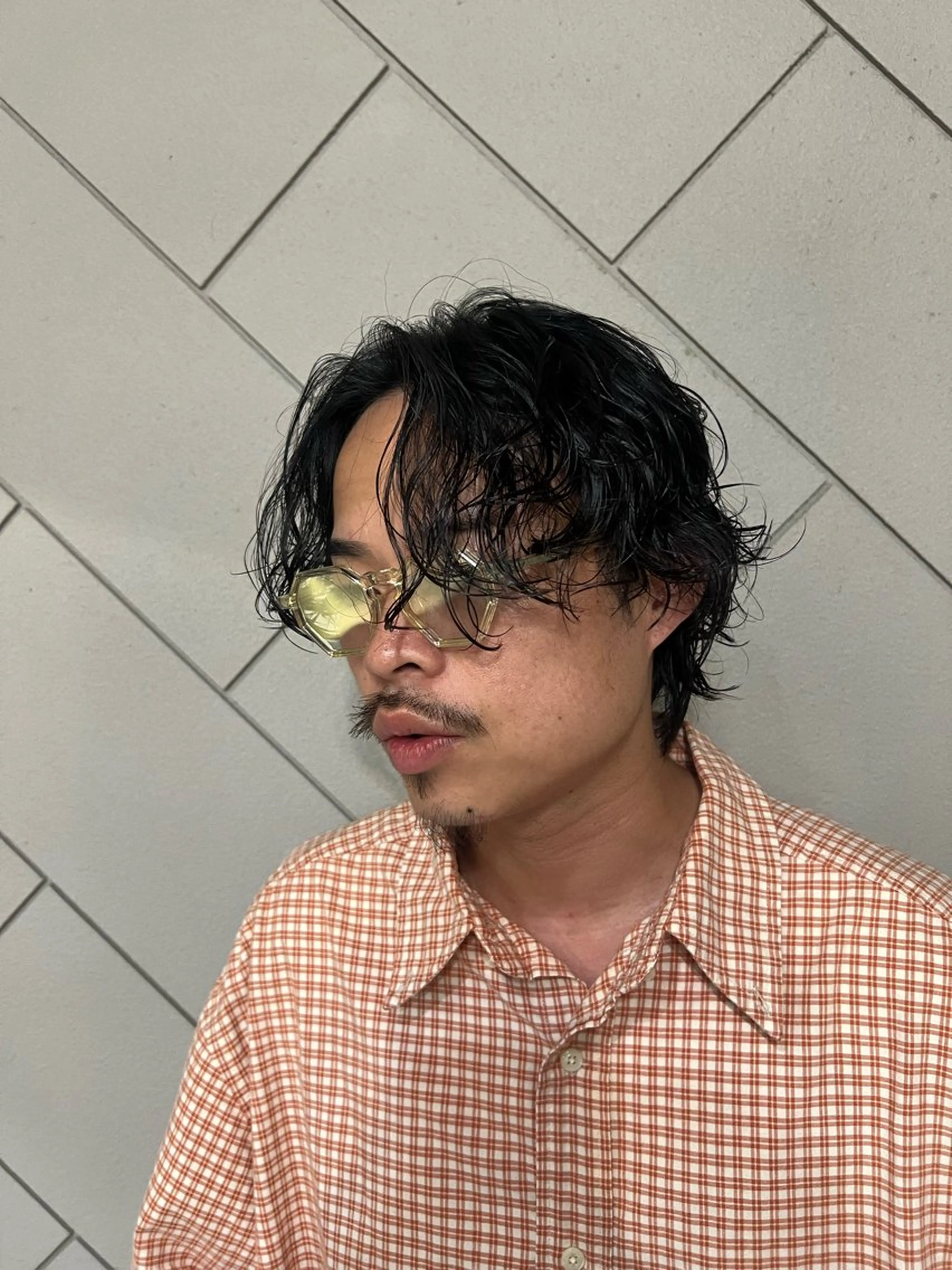 ミディアム カット パーマ メンズパーマ 岩成健志郎のヘアスタイル