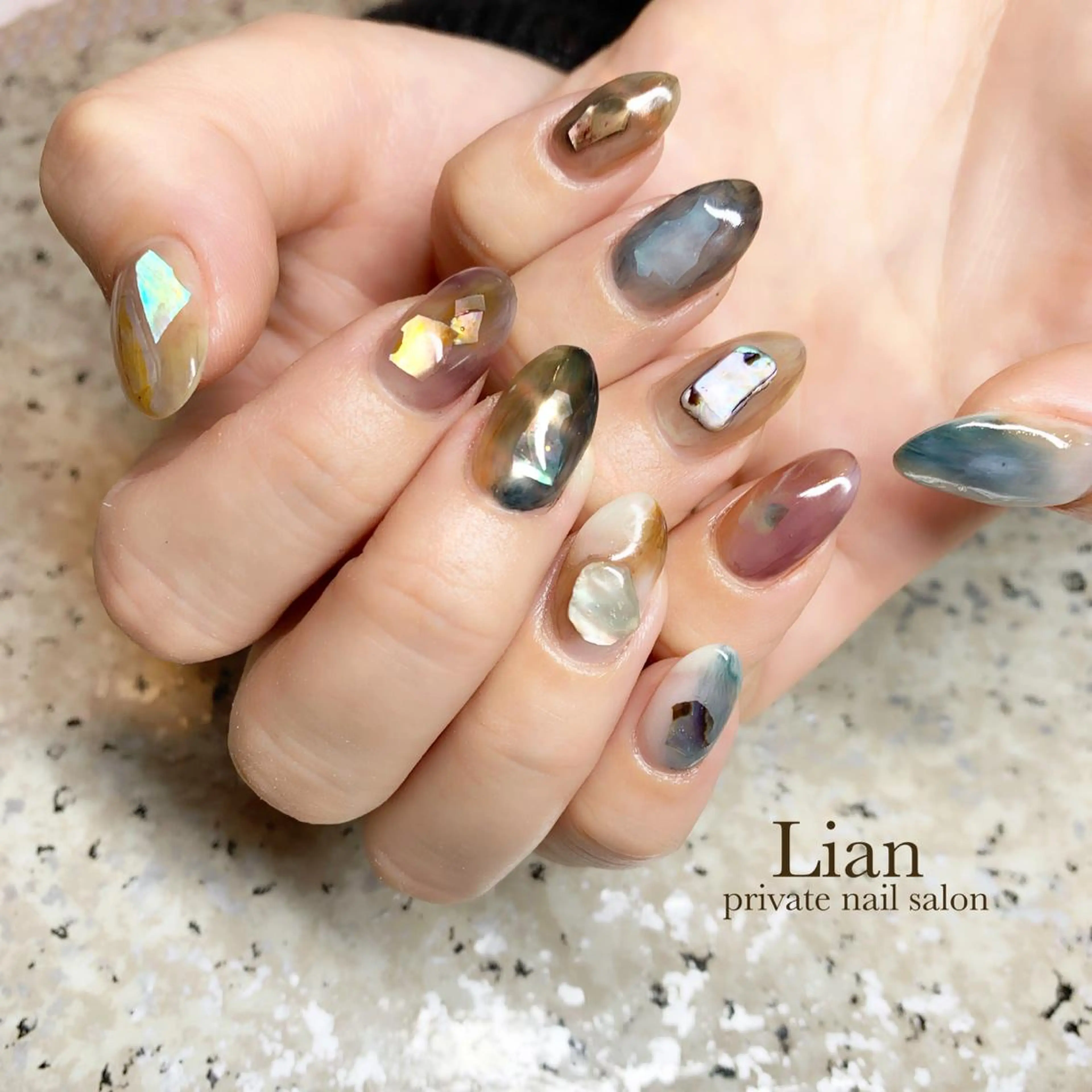 ネイル 持ち込み ニュアンスネイル ハンドネイル nailsalon Lenoaのネイルデザイン