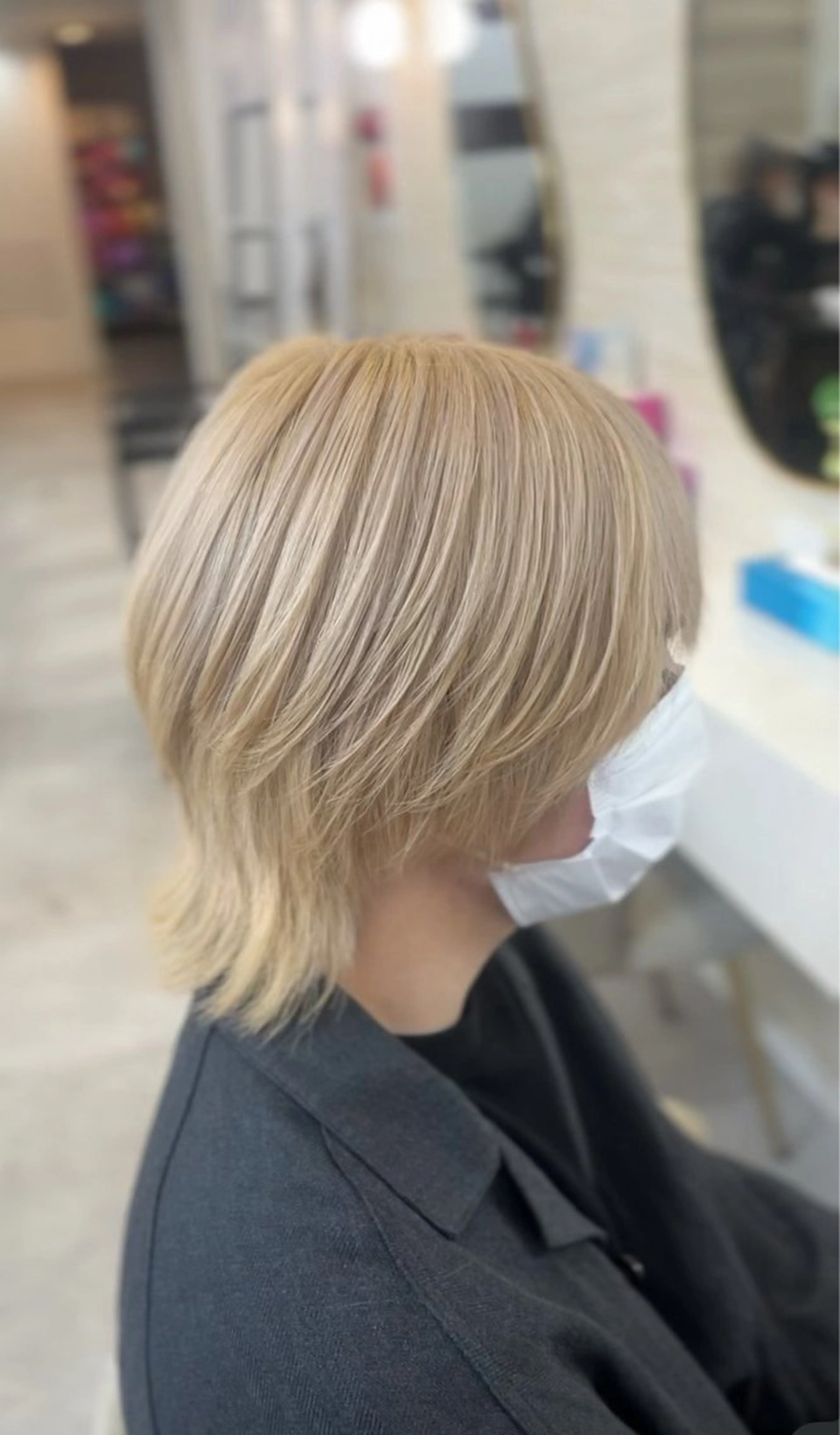 ショート カラー メンズ メンズウルフカット ブロンド ウルフカット 🦋Yui🦋透明感 /艶カラー/髪質改善のヘアスタイル